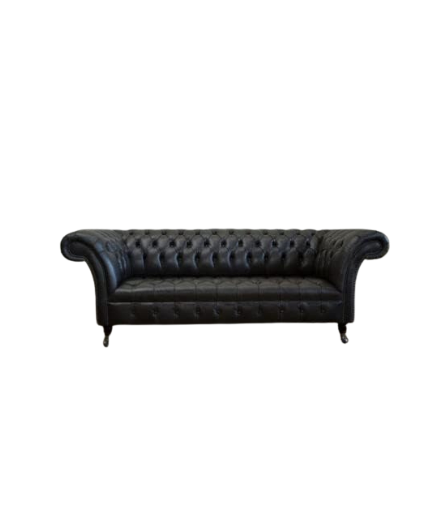 Modern and Traditional 3 Seater Sofa Comfort Valvet & Fabric Chesterfield Sofa (Blackk)