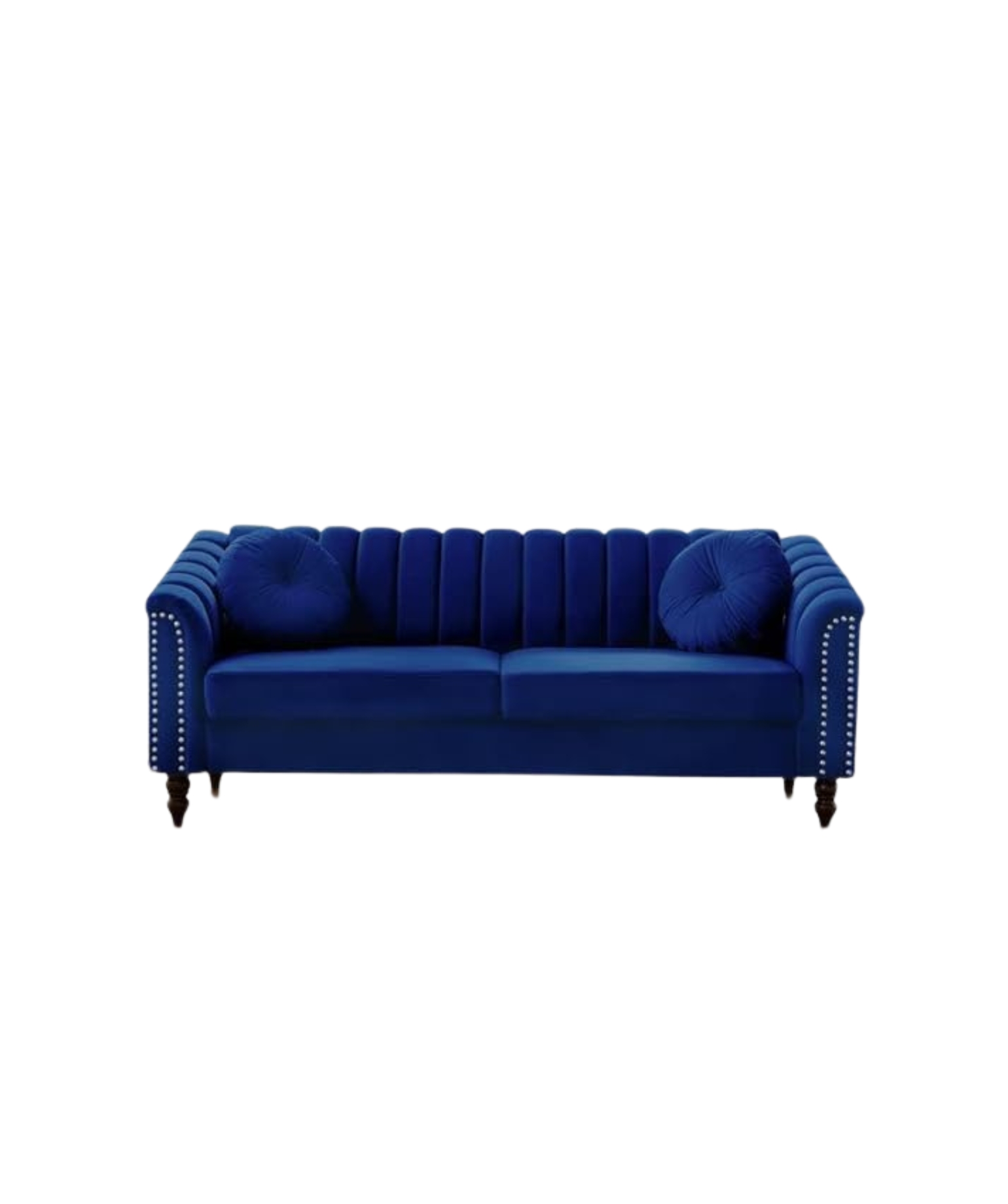 Luxurious & Traditional 3 Seater Hand Made Tufted Chesterfield Sofa & Wooden Leg Velvet for Sofa (Blue)