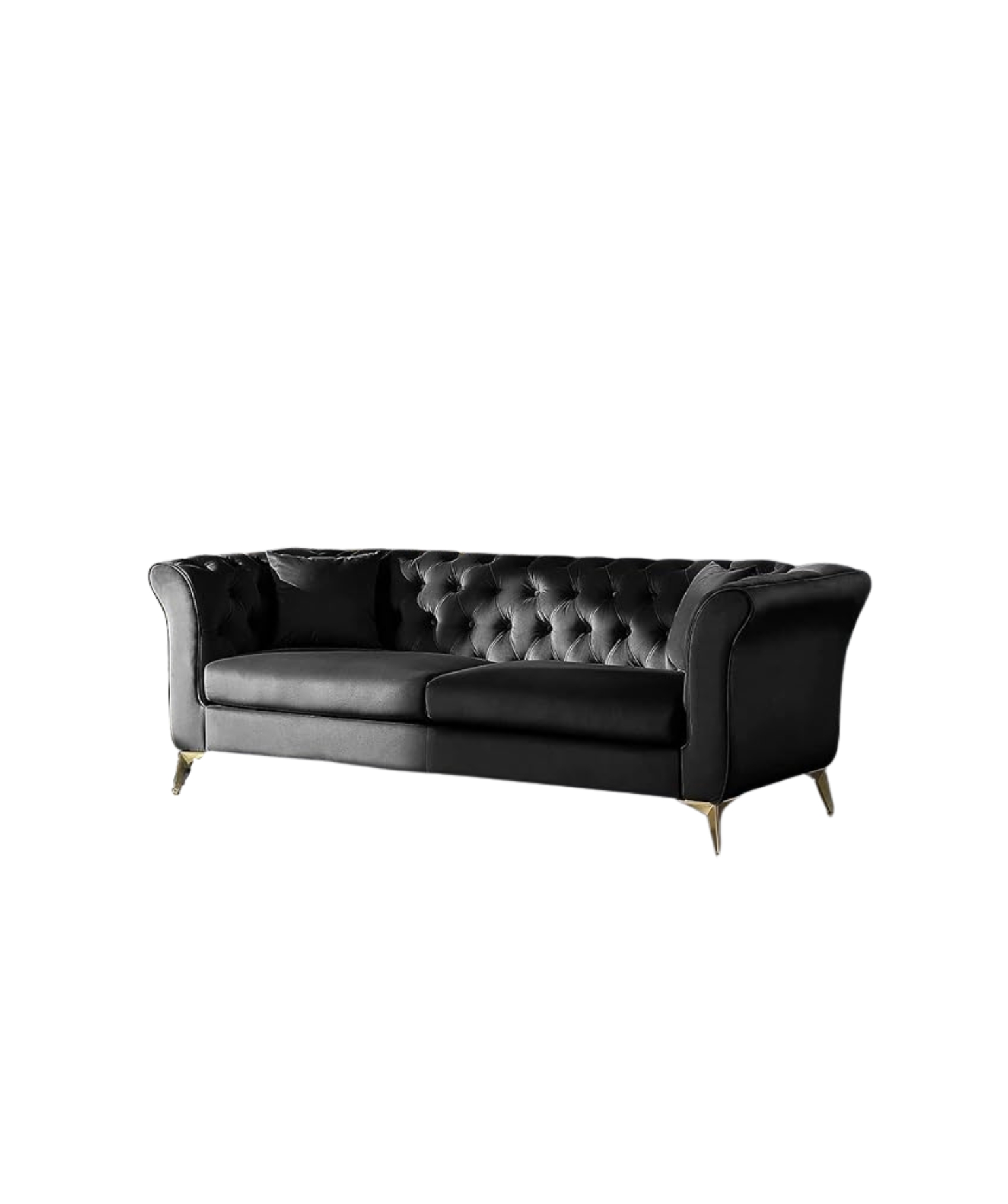 Modern Velvet Couch 3 -Seater Chesterfield Sleeper Sofa (Black)