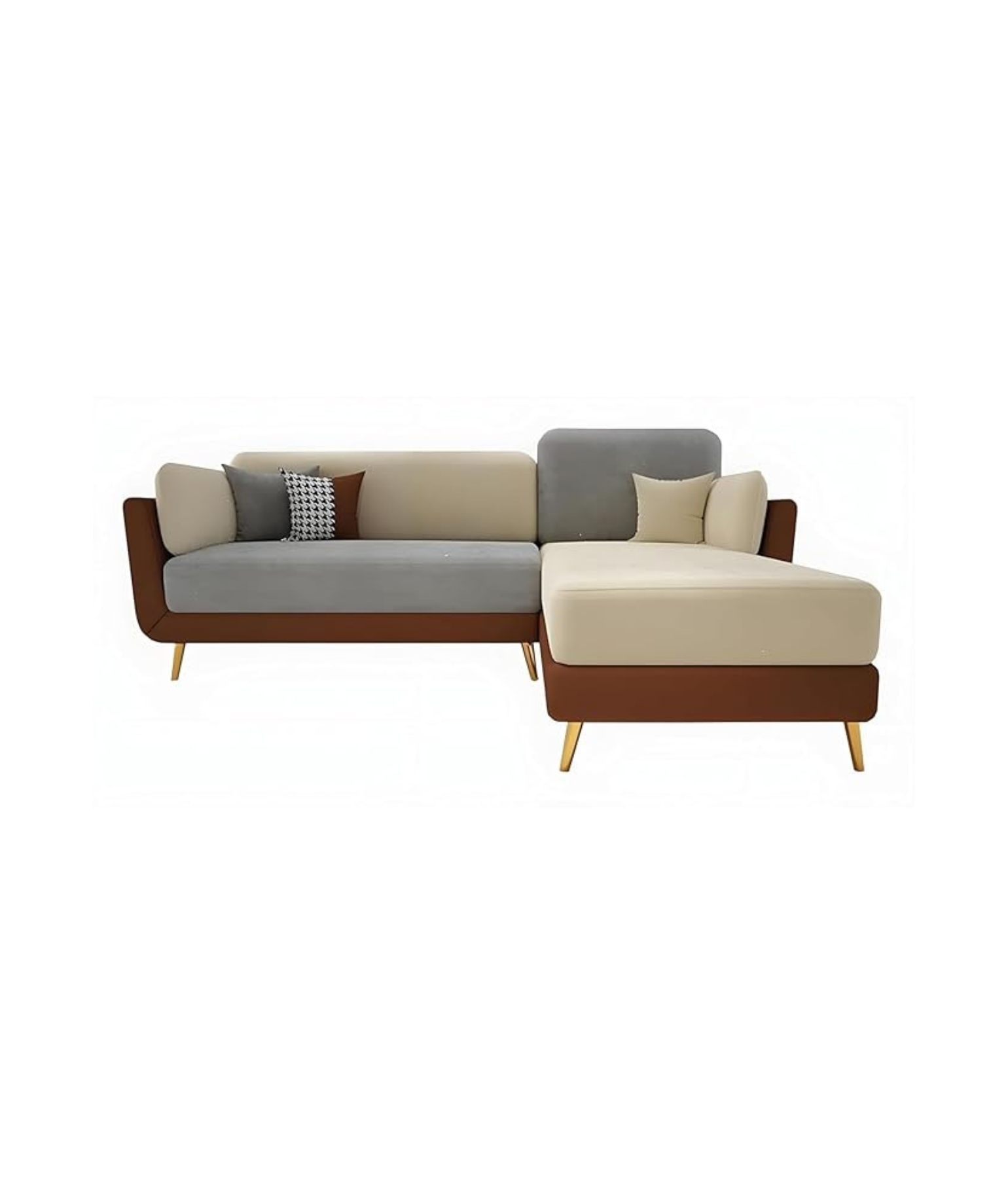 Stylish & Modern Heavy Duty & Luxurious Traditional 3 Seater Sofa (LHP 4 Seater Brown & Beige)