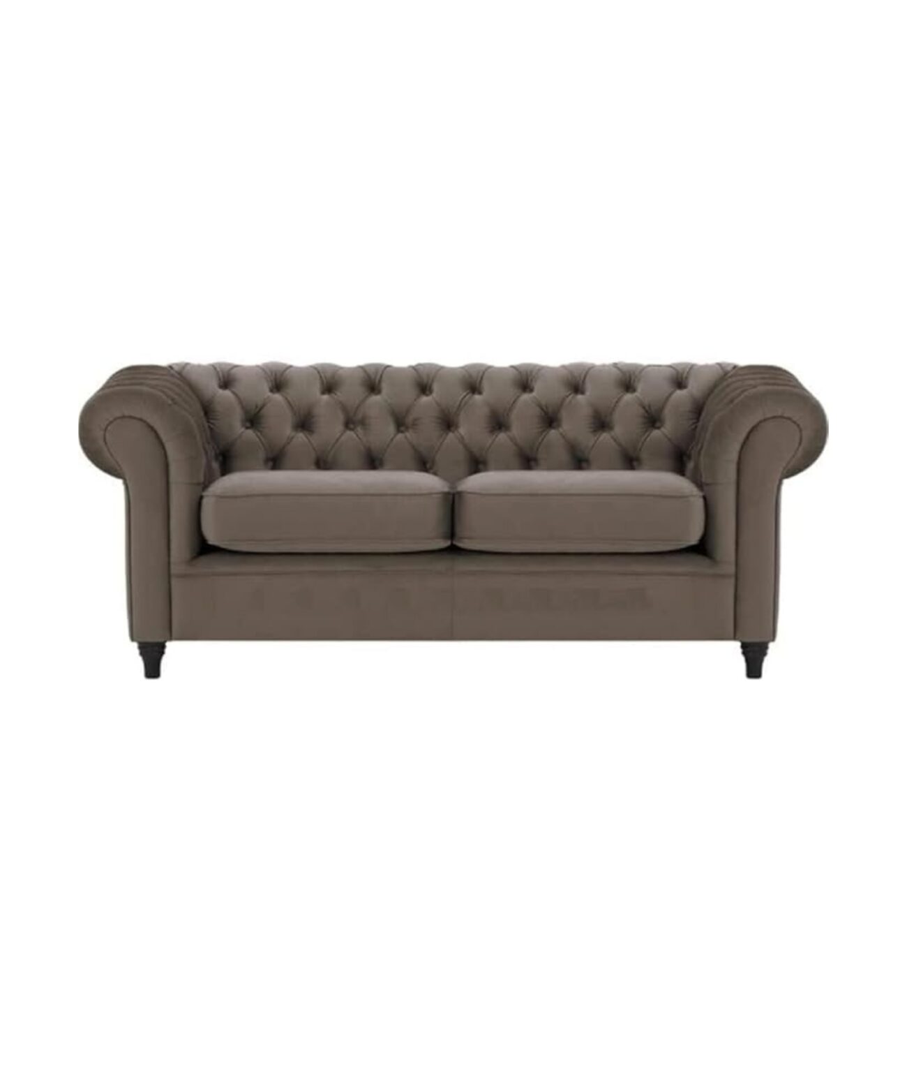 Elegant and Traditional 2 Seater Velvet Chesterfield Sofa Set(Dark Grey)