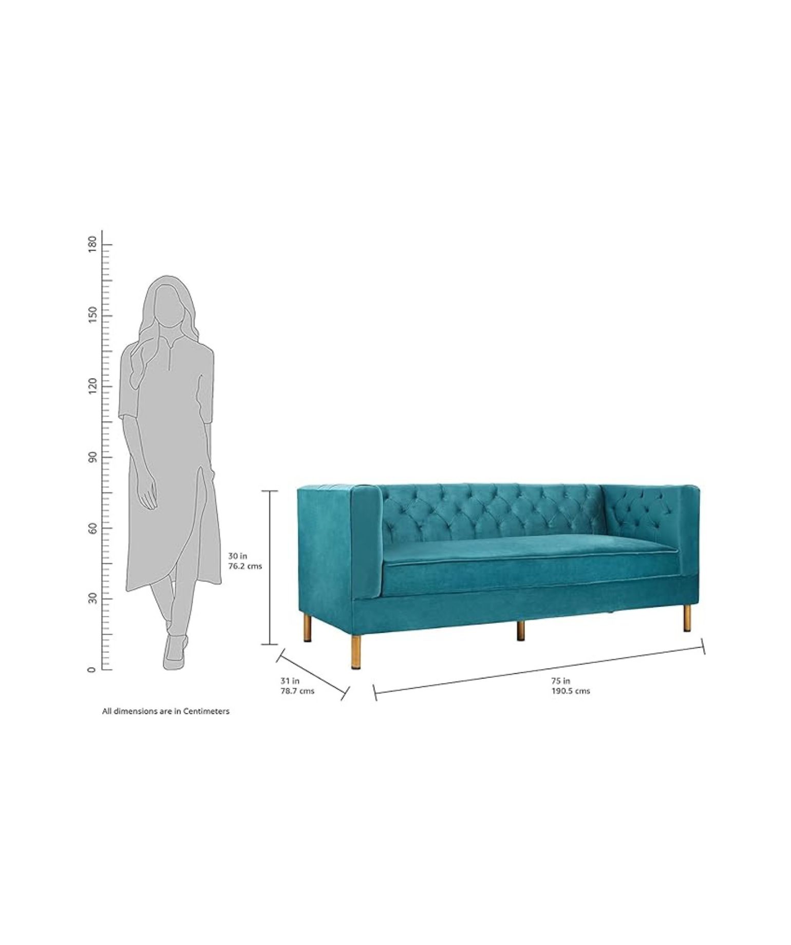 Modern & Beautiful 3 Seater Chesterfield Sofa Tufted Back Luxury and Traditional Sofa (Sky Bluee) - Image 4