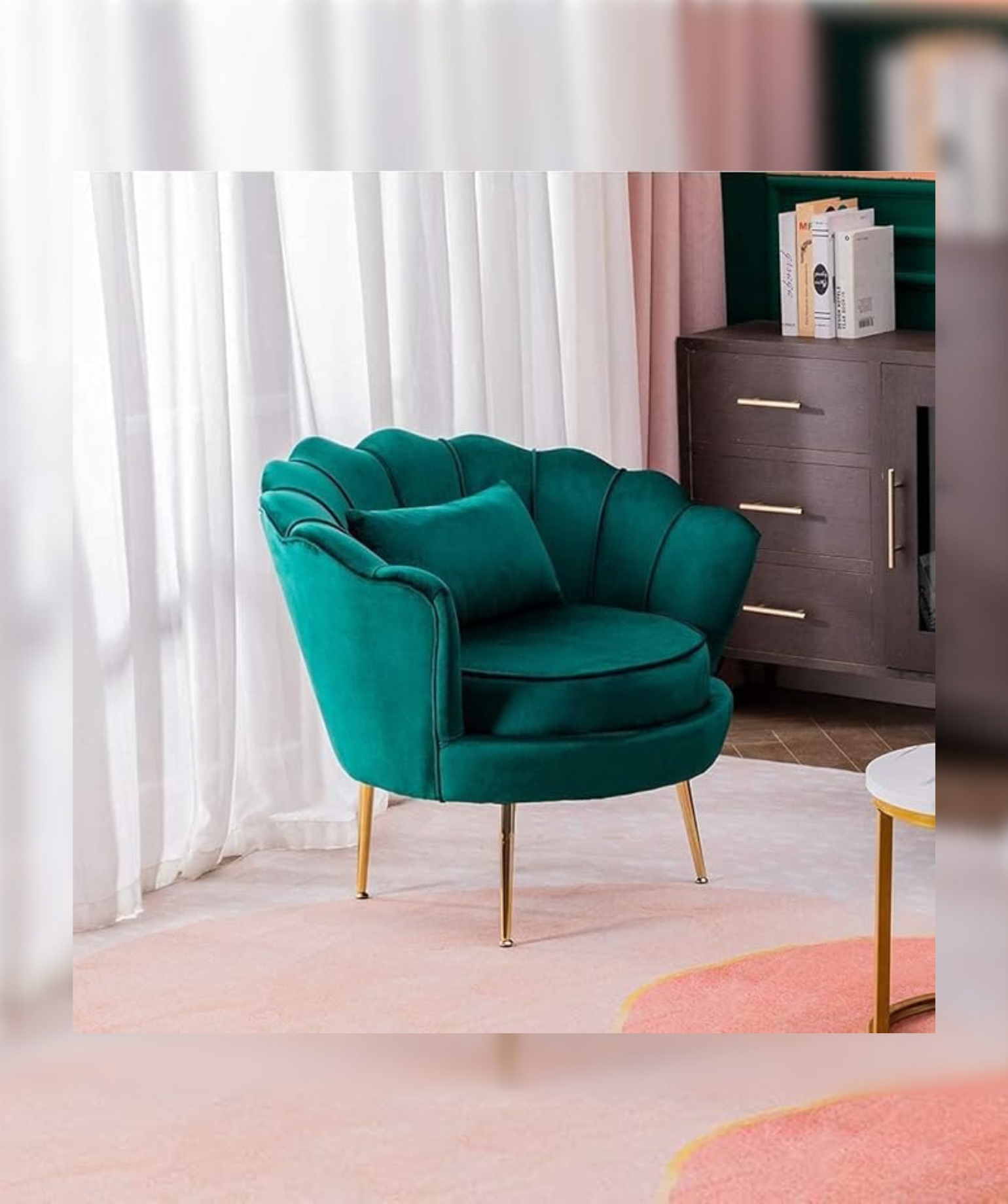 Traditional Sofa Set with Vertical Luxurious Chaise Tufting (Dark Green). - Image 2