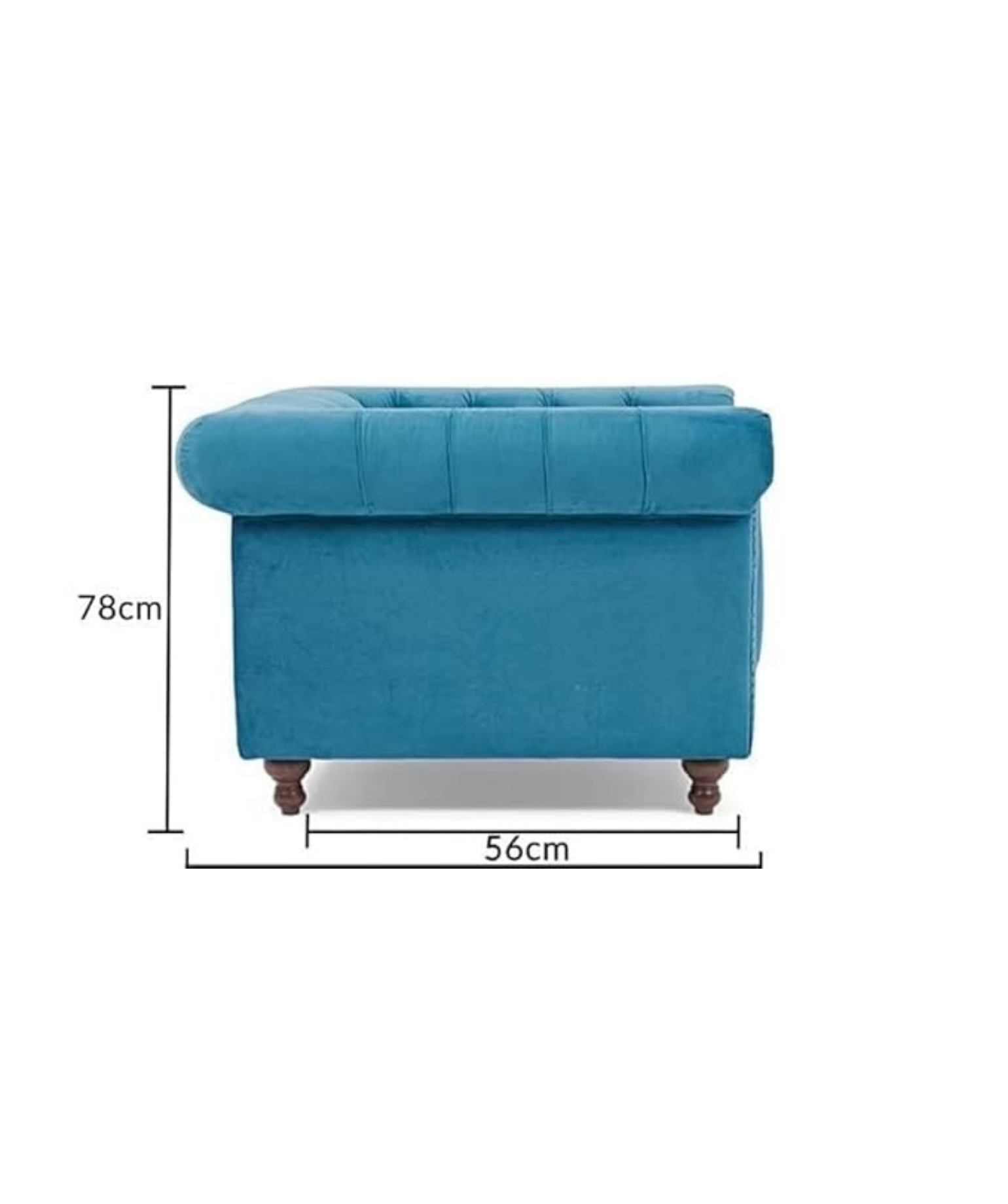 Elegant and Traditional 2 Seater Velvet Chesterfield Sofa Set (Ocean Blue) - Image 4