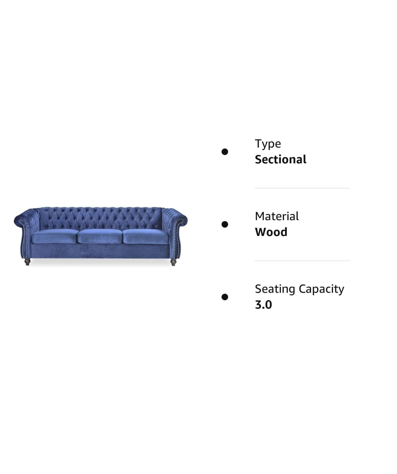 Modern & Classic 3 Seater Fabric & Valvet Tufted Chesterfield Sofa (Light Blue) - Image 2