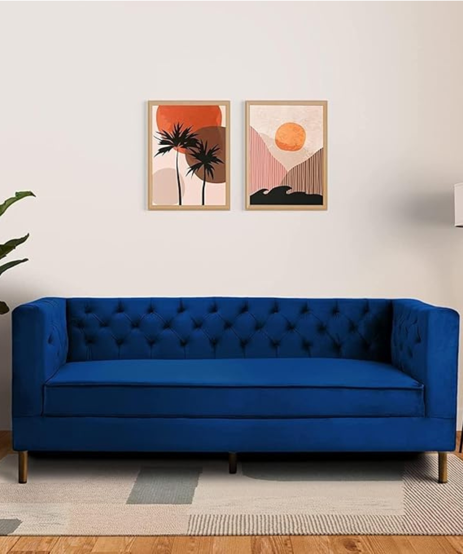 Modern & Beautiful 3 Seater Chesterfield Sofa Tufted Back Luxury and Traditional Sofa (Blue) - Image 3