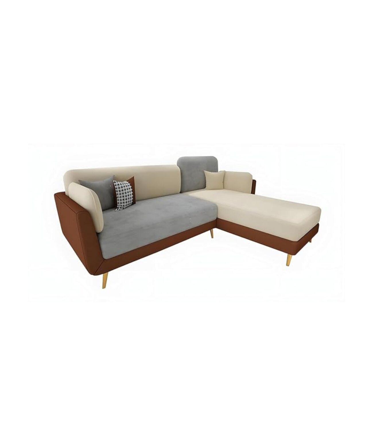 Stylish & Modern Heavy Duty & Luxurious Traditional 3 Seater Sofa (LHP 4 Seater Brown & Beige) - Image 3