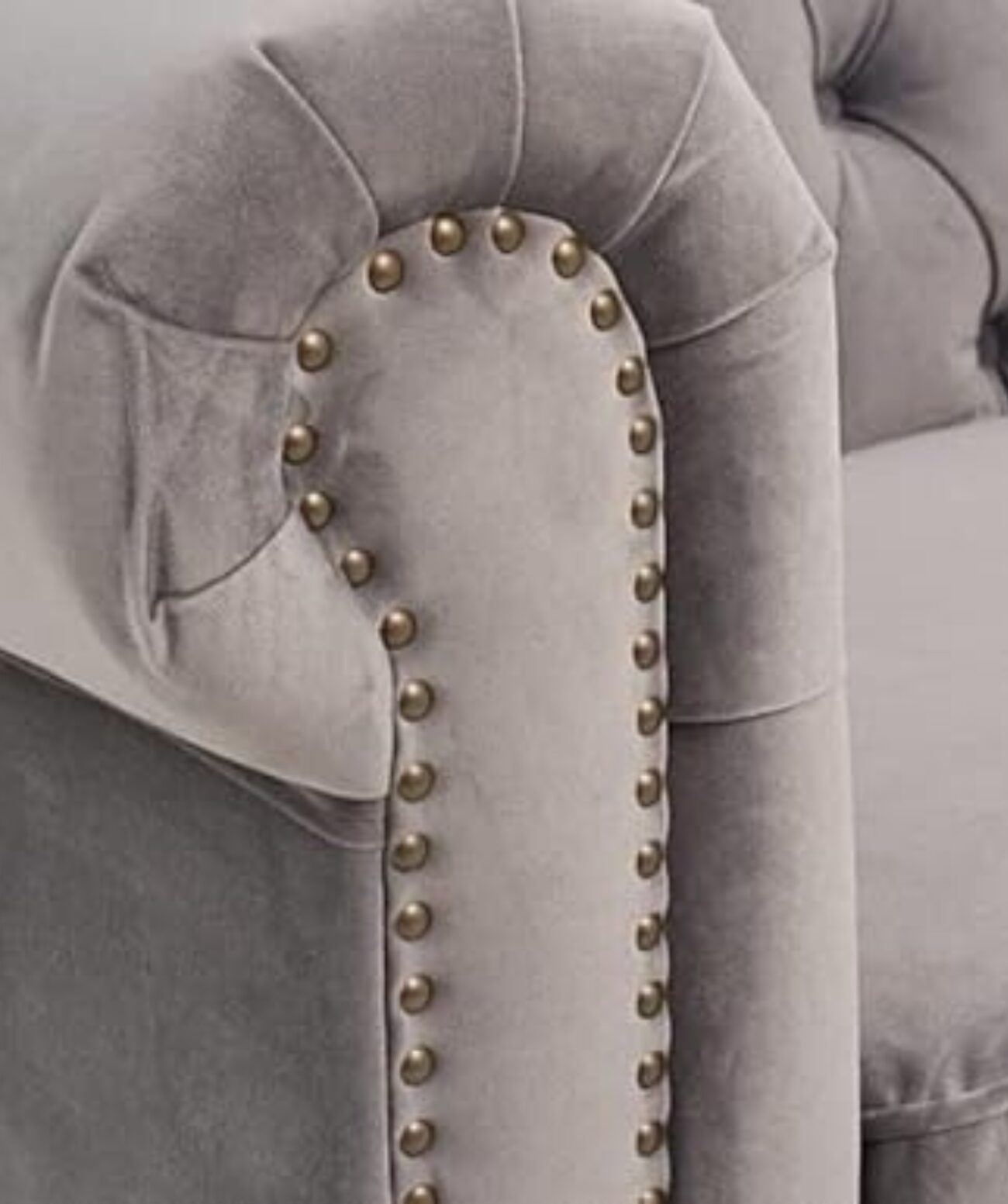Elegant and Traditional 2 Seater Velvet Chesterfield Sofa Set (Grey) - Image 2