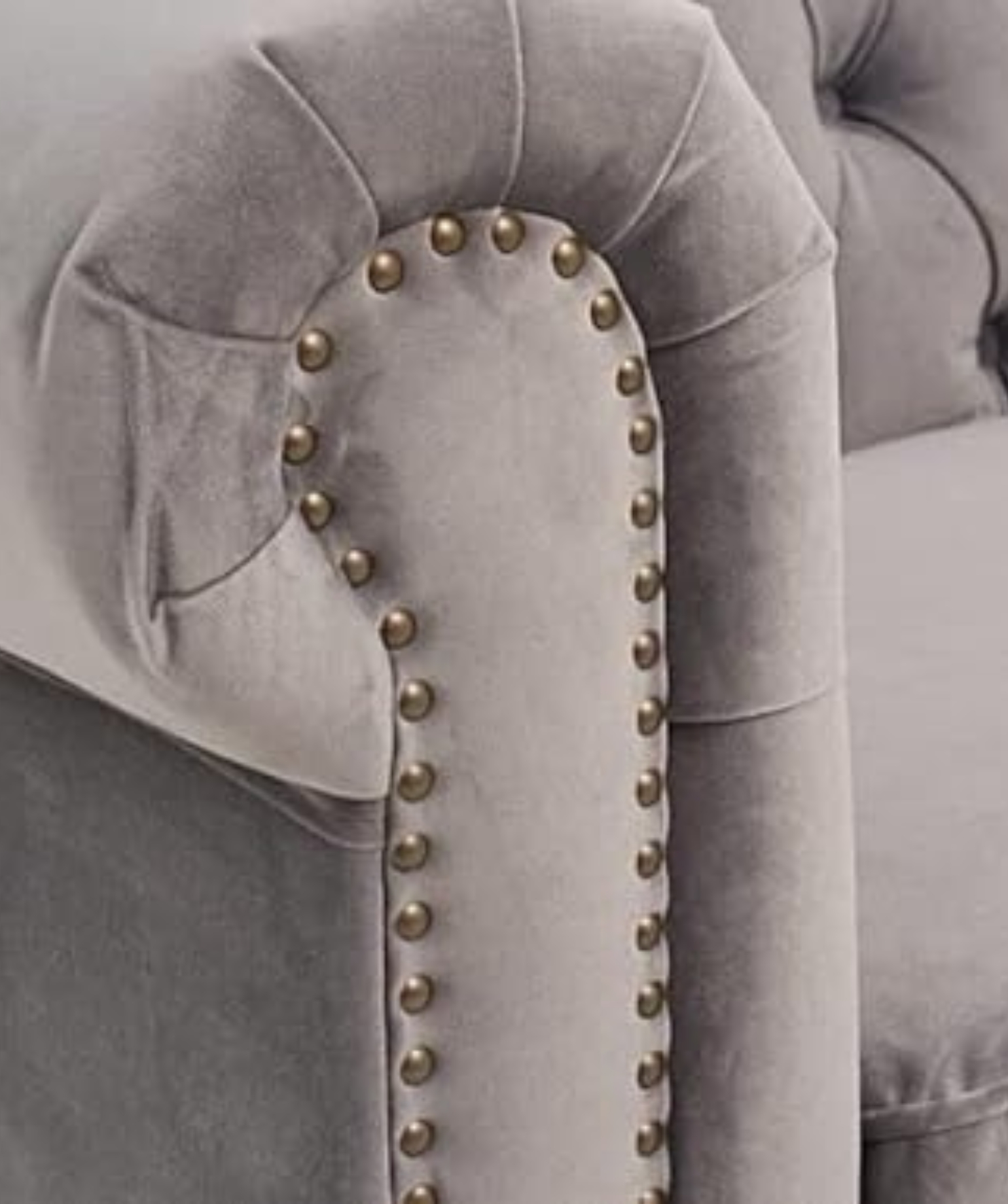 Elegant and Traditional 2 Seater Velvet Chesterfield Sofa Set (Grey) - Image 2