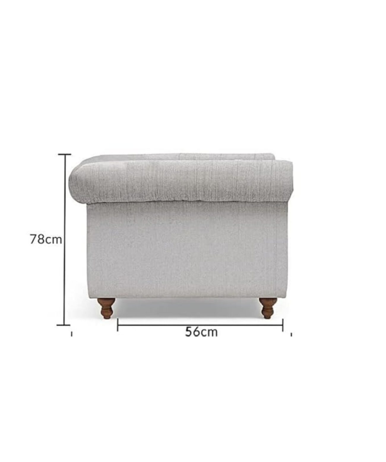 Elegant and Traditional 2 Seater Velvet Chesterfield Sofa Set (Light Grey) - Image 3