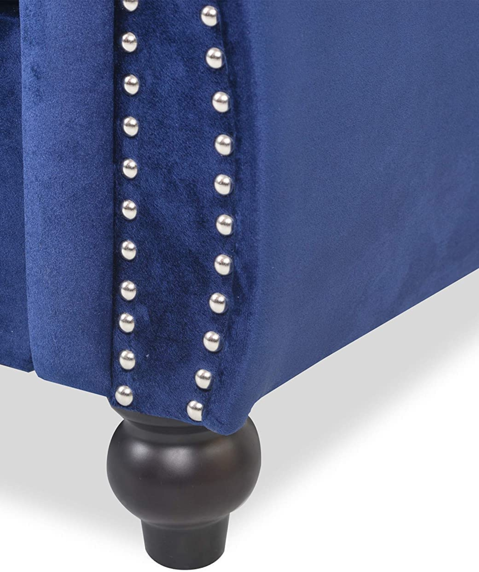 Modern & Classic 3 Seater Fabric & Valvet Tufted Chesterfield Sofa (Light Blue) - Image 3