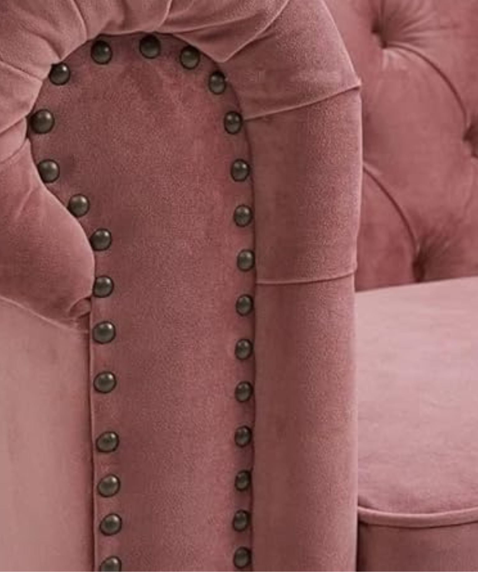 Modern & Classic Luxurious 3 Person seat Fabric & Velvet Tufted Chesterfield Luxury Sofa (Rose Pink). - Image 4