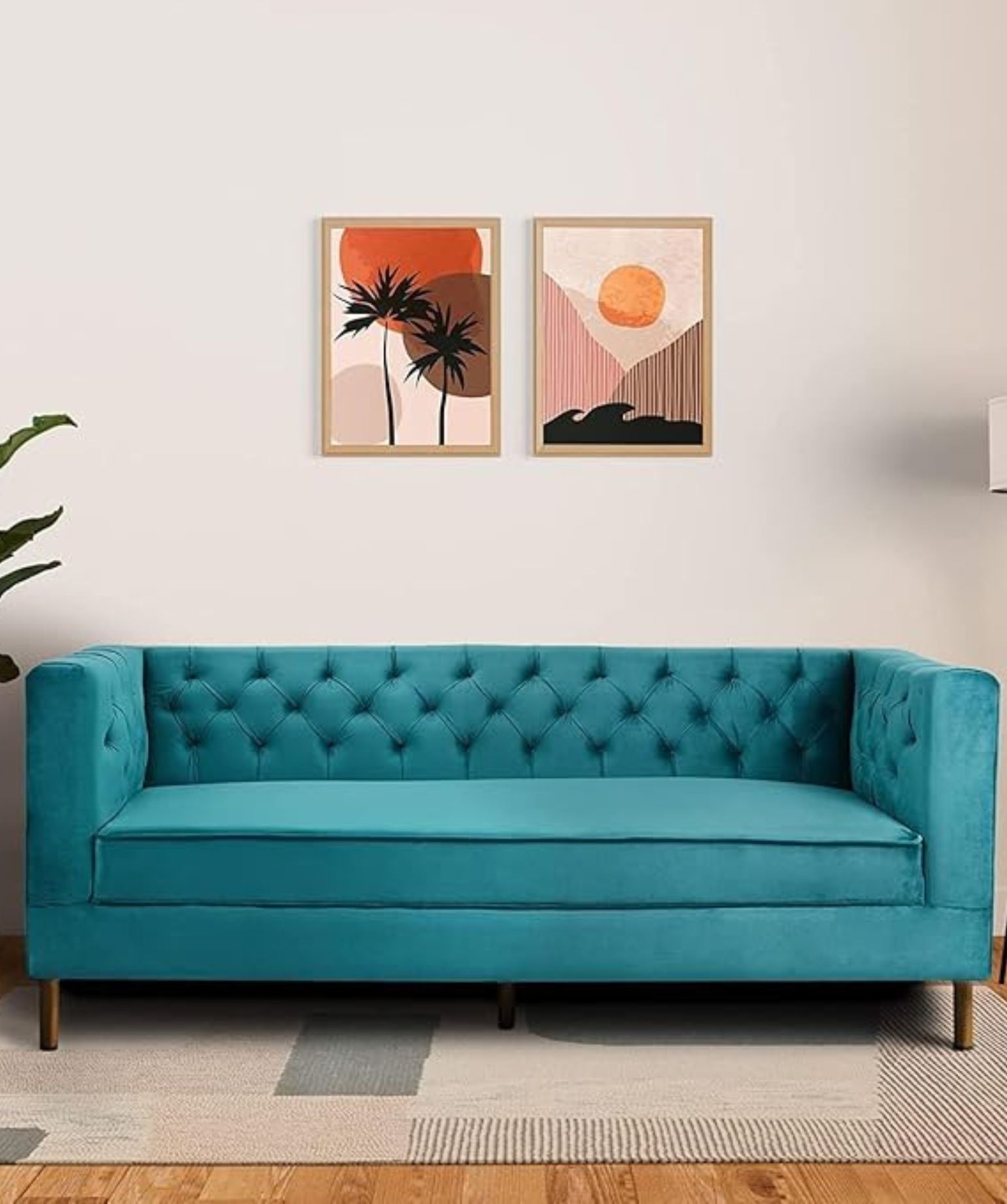 Modern & Beautiful 3 Seater Chesterfield Sofa Tufted Back Luxury and Traditional Sofa (Sky Bluee) - Image 2