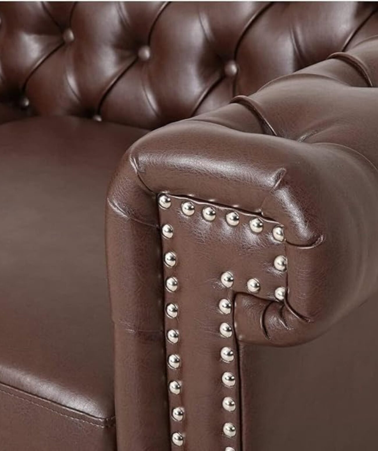 Elegant and Traditional 2 Seater Chesterfield Sofa Set (Brown) - Image 5