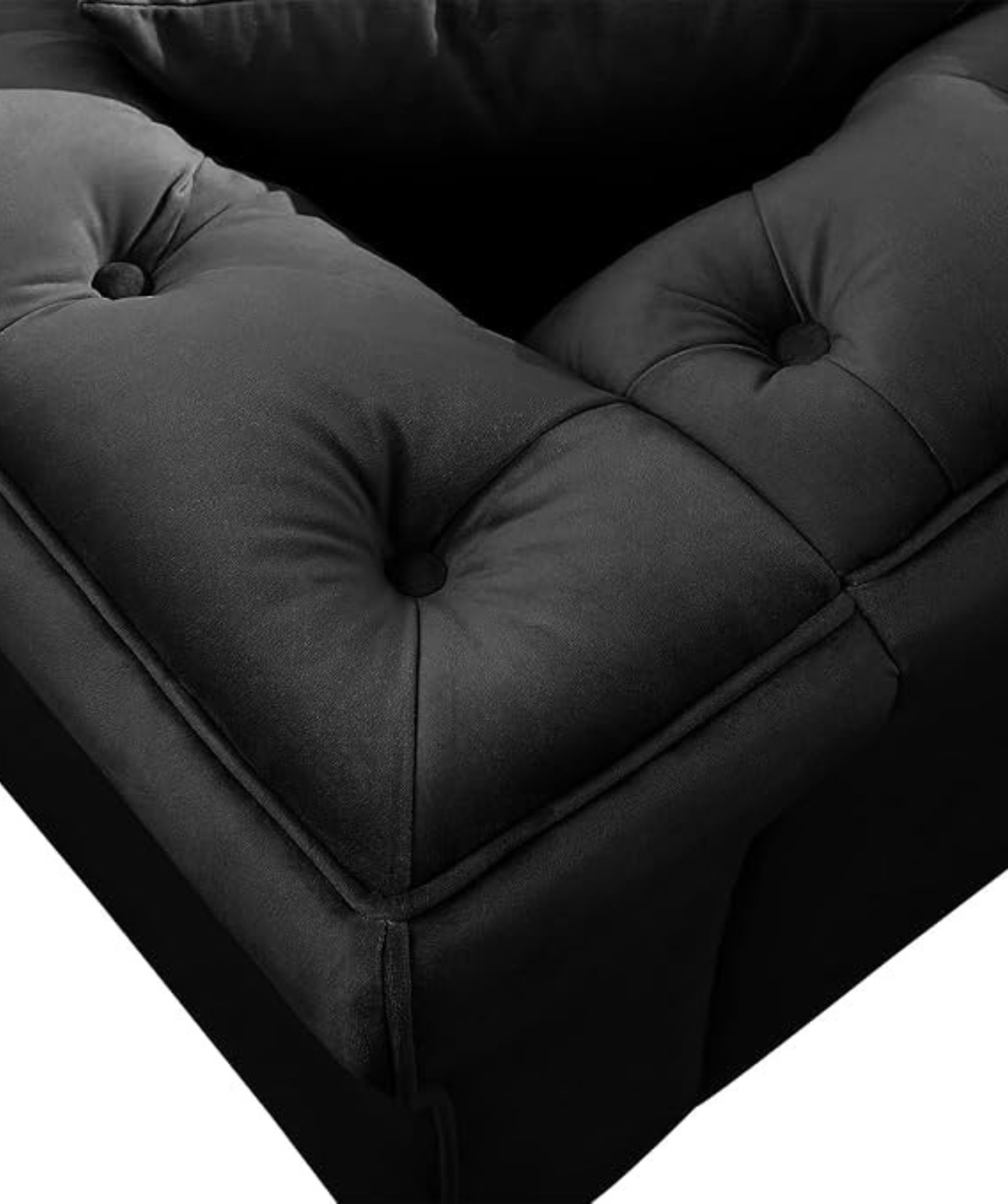 Modern Velvet Couch 3 -Seater Chesterfield Sleeper Sofa (Black) - Image 5
