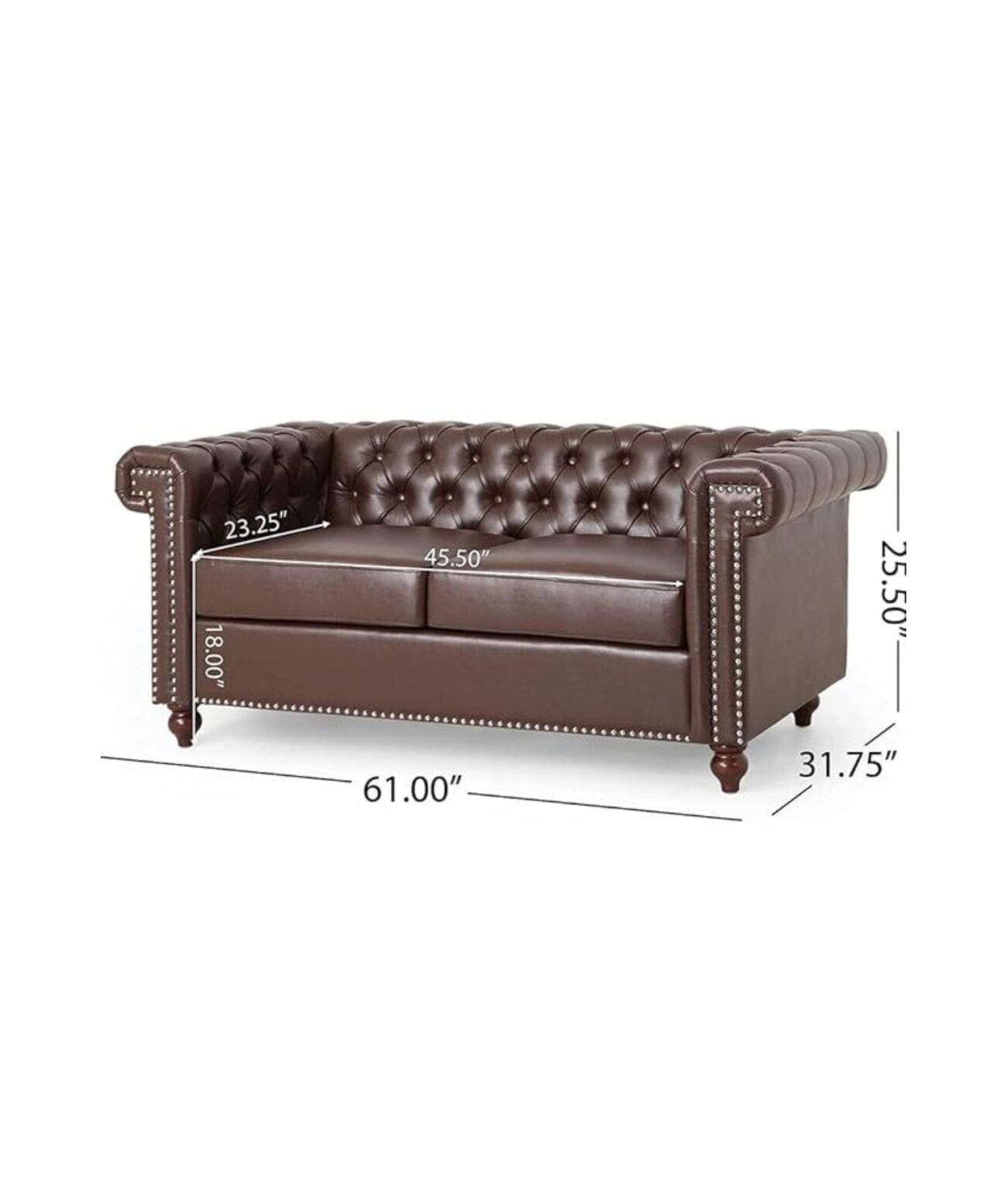 Elegant and Traditional 2 Seater Chesterfield Sofa Set (Brown) - Image 3