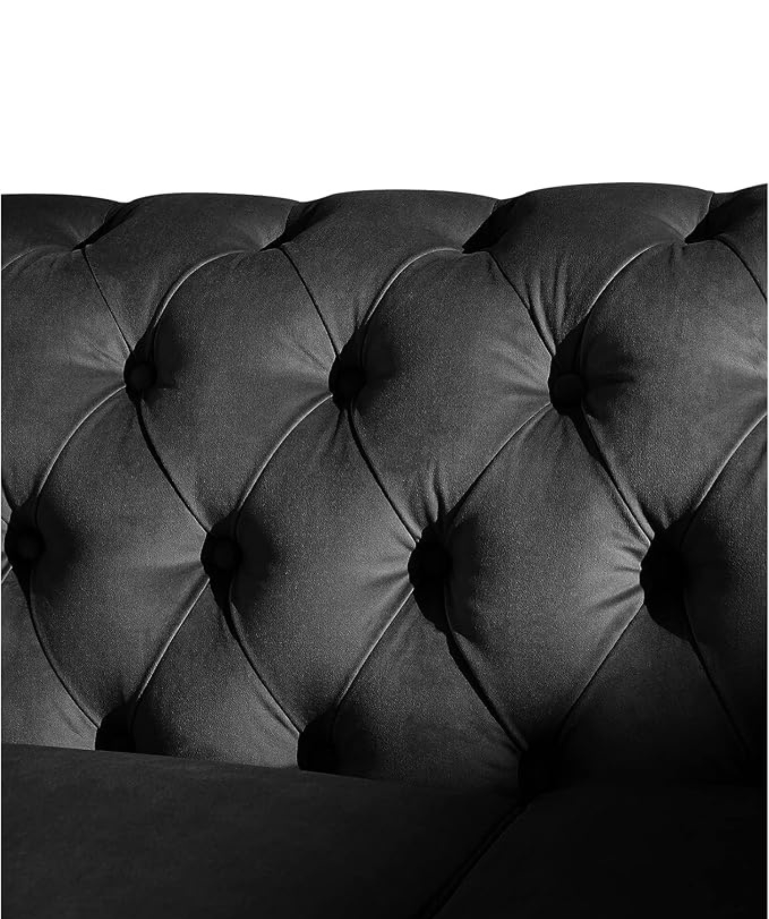 Modern Velvet Couch 3 -Seater Chesterfield Sleeper Sofa (Black) - Image 6