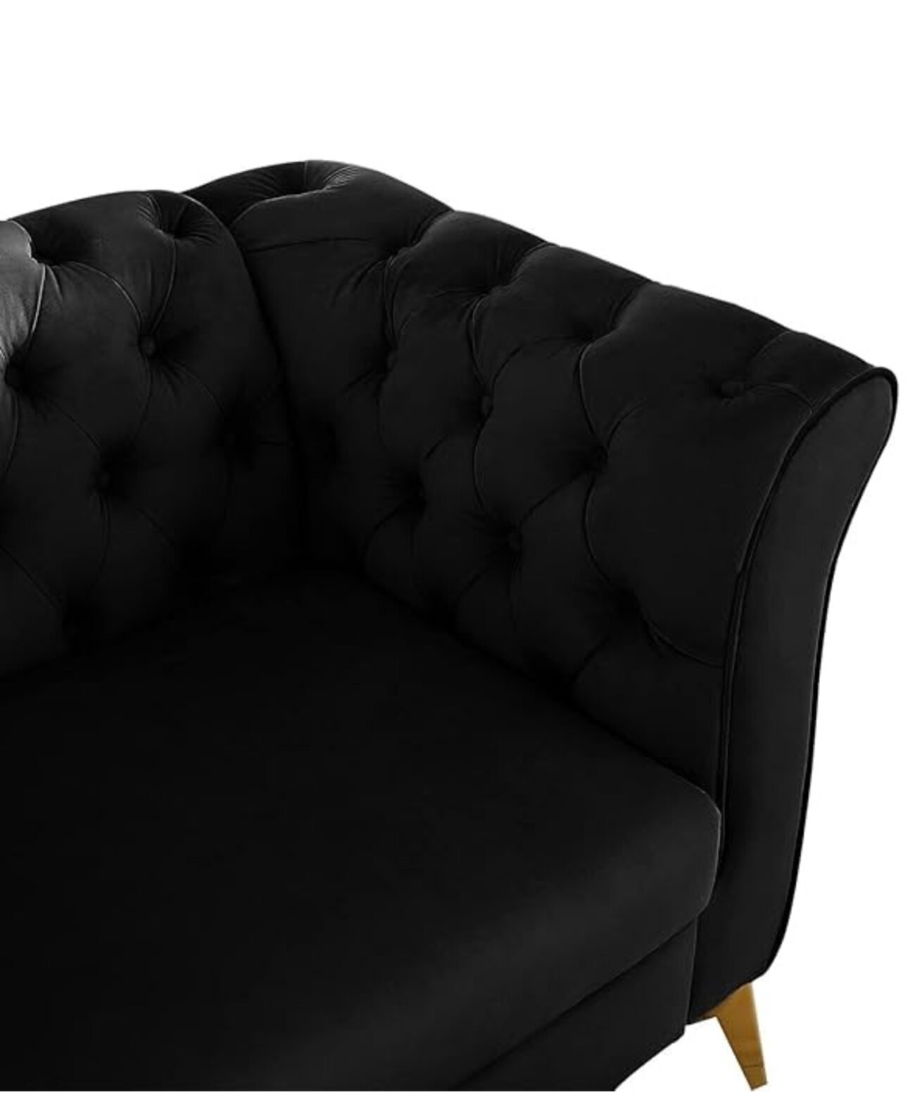 Modern Velvet Couch 3 -Seater Chesterfield Sleeper Sofa (Black) - Image 7