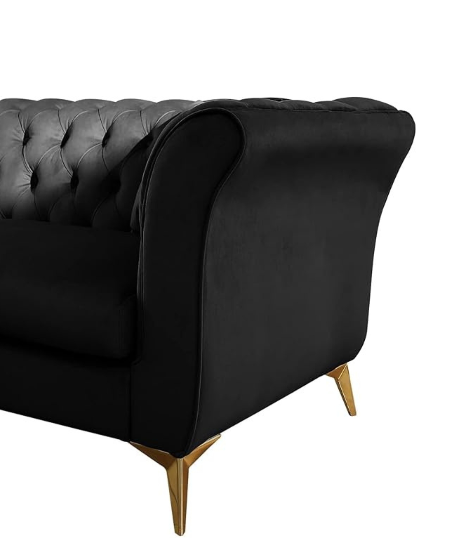 Modern Velvet Couch 3 -Seater Chesterfield Sleeper Sofa (Black) - Image 8