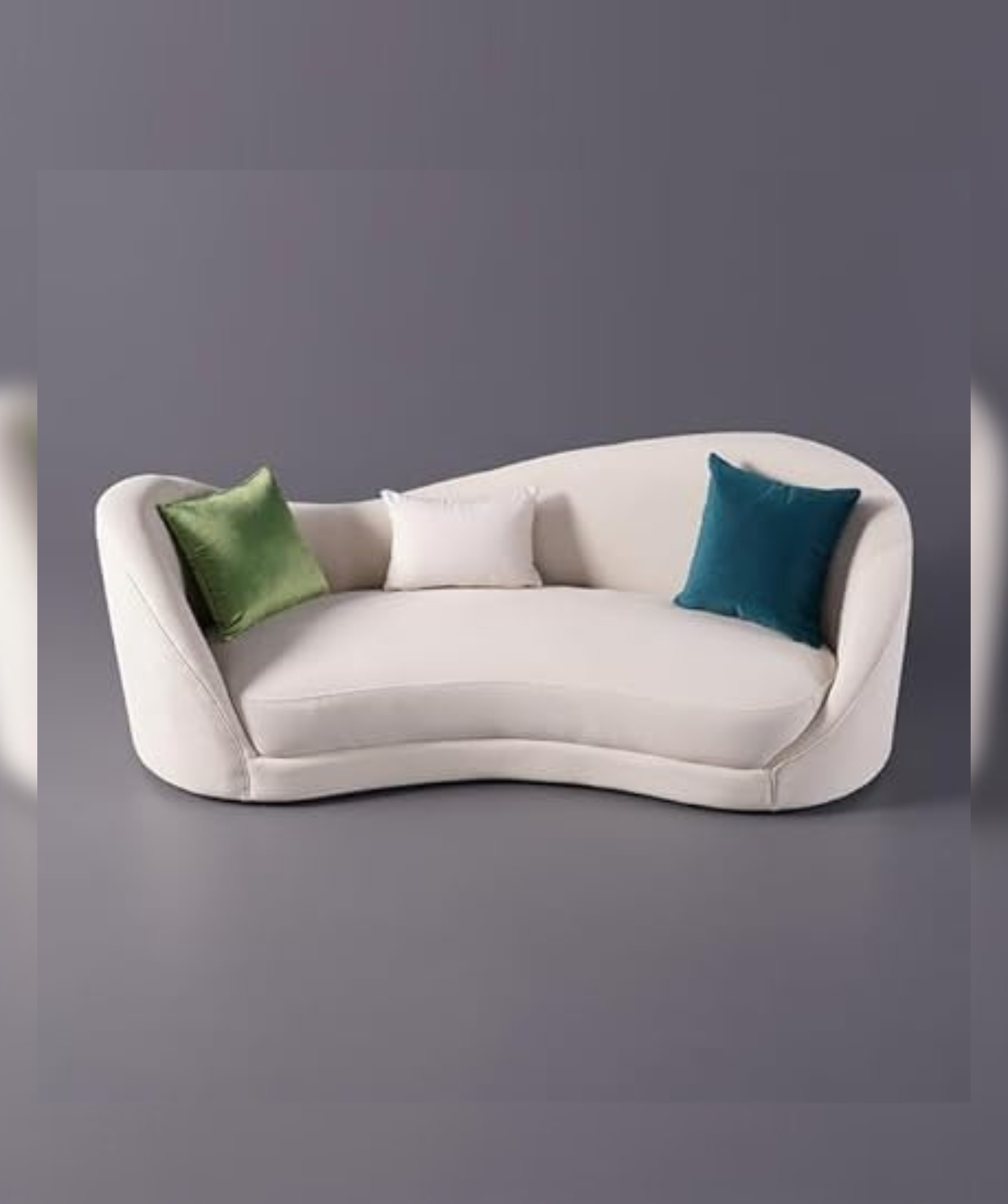 Velvet Upholstered Sofa 3-Seater Sofa (Cream)
