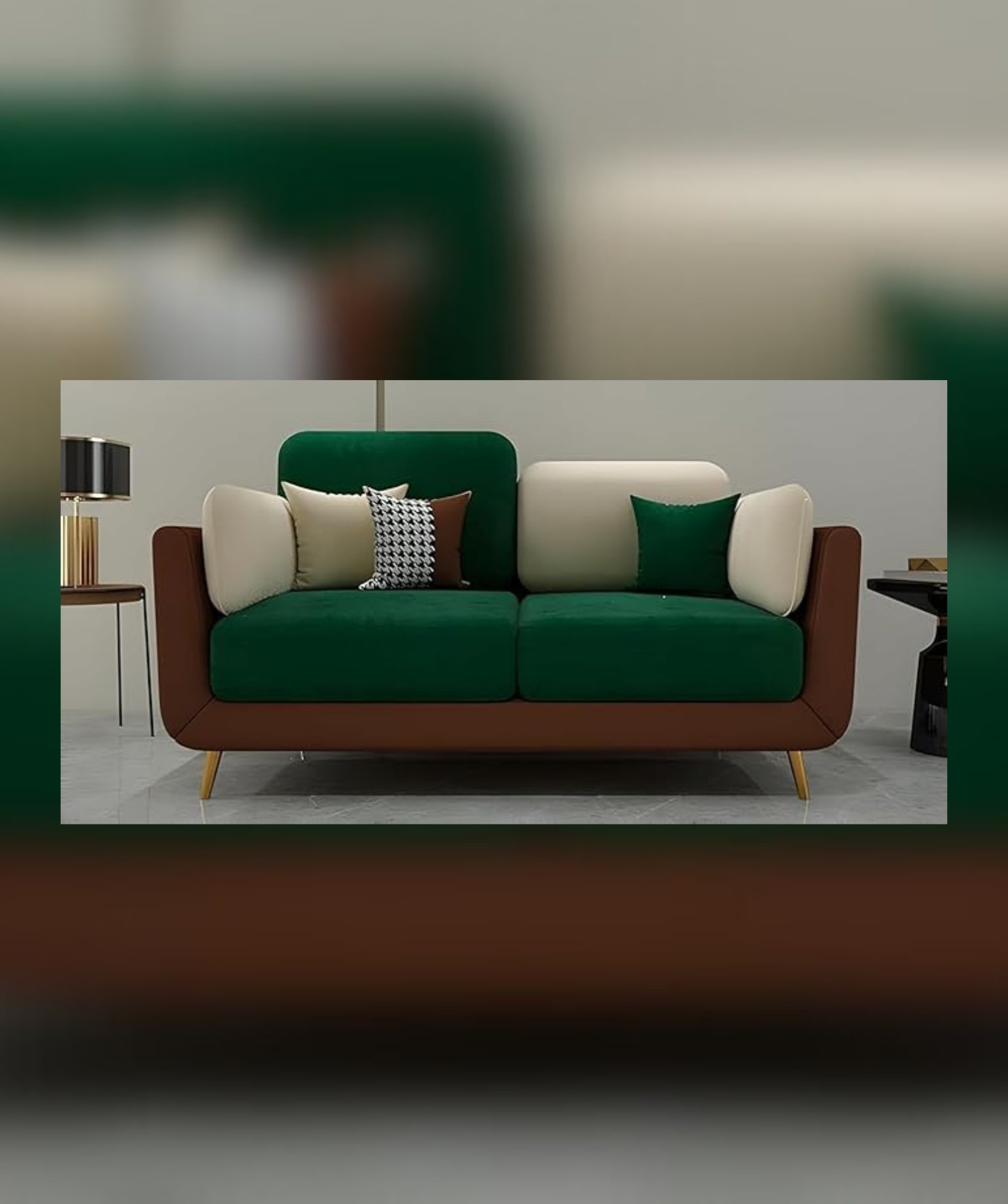 Stylish & Modern Heavy Duty & Luxurious Traditional (2 Seater Green & Beige)