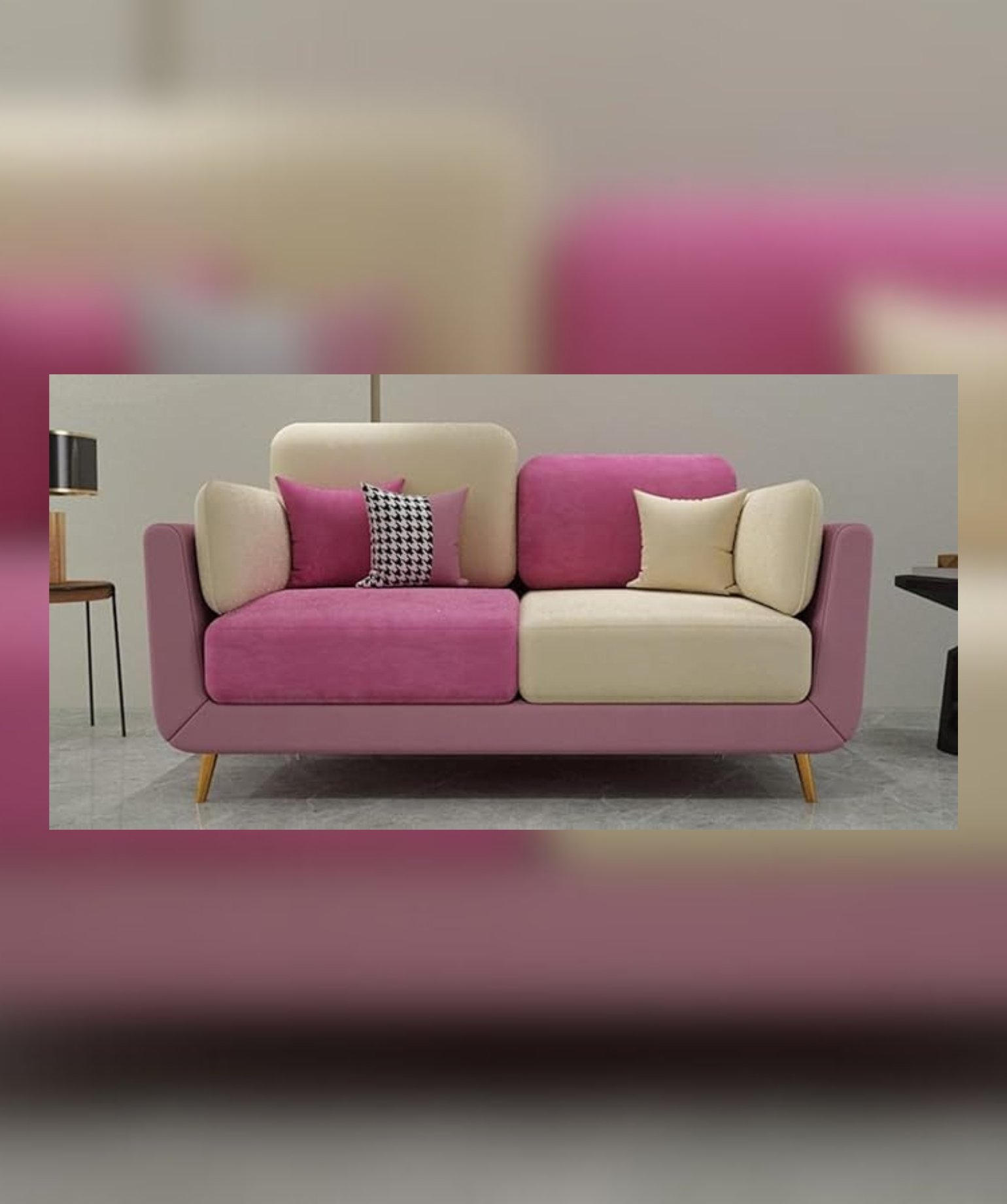 Stylish & Modern Heavy Duty & Luxurious Traditional (2 Seater Pink & Beige)