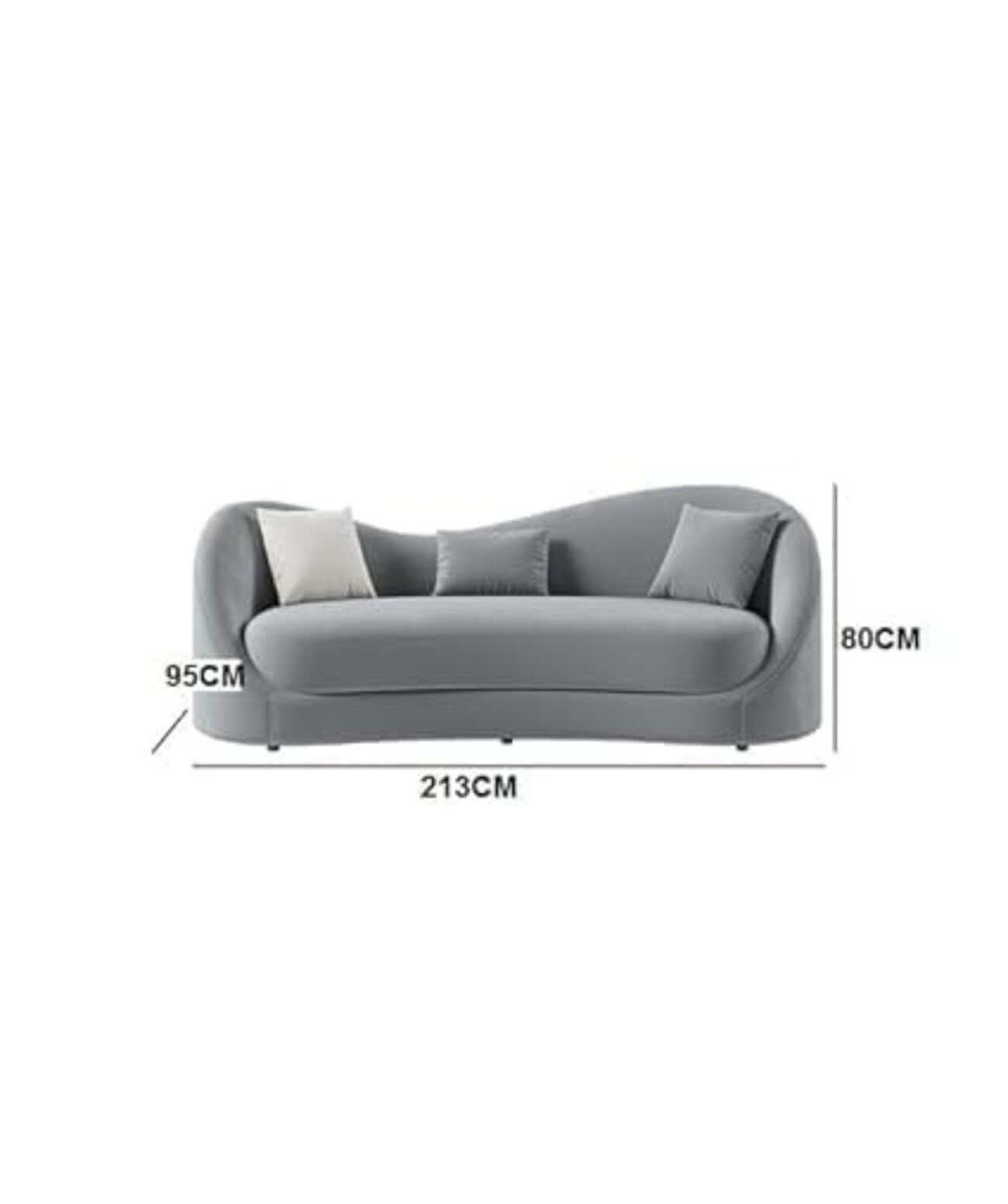 Velvet Upholstered Sofa 3-Seater Sofa  (Cream) - Image 2