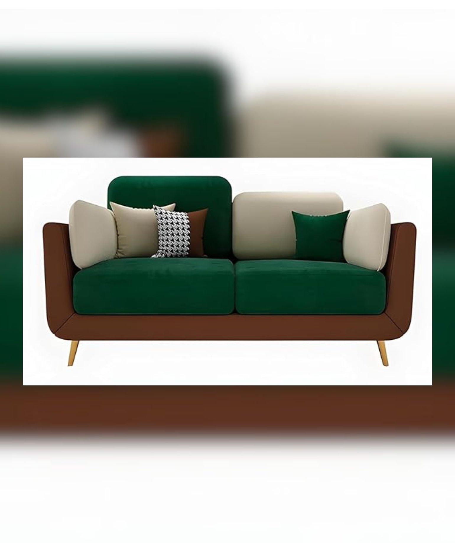 Stylish & Modern Heavy Duty & Luxurious Traditional (2 Seater Green & Beige) - Image 4