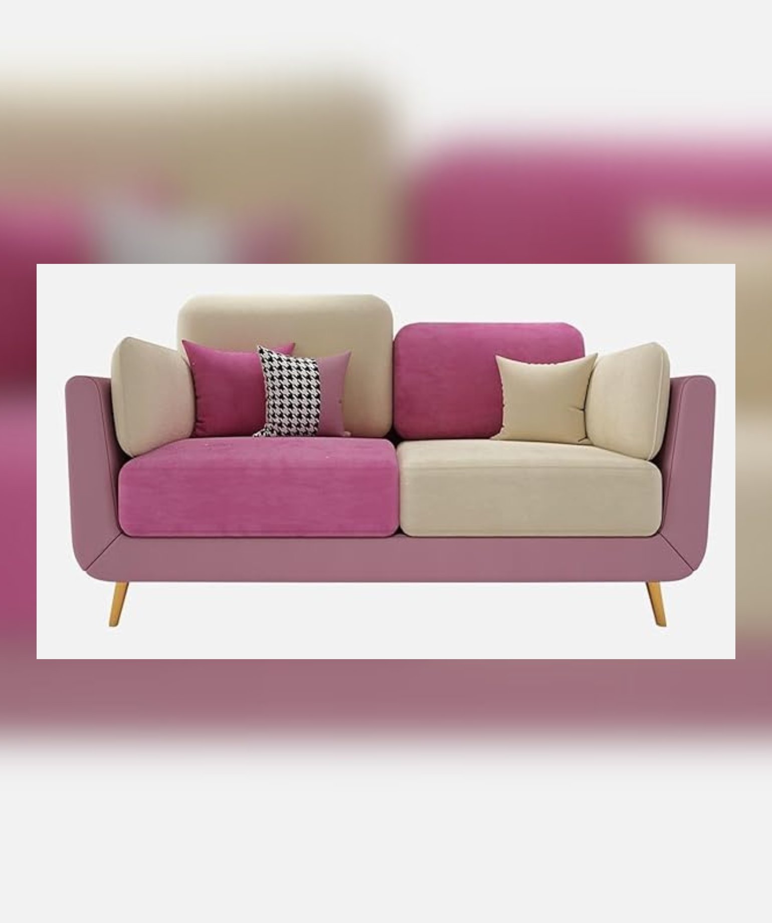 Stylish & Modern Heavy Duty & Luxurious Traditional (2 Seater Pink & Beige) - Image 5