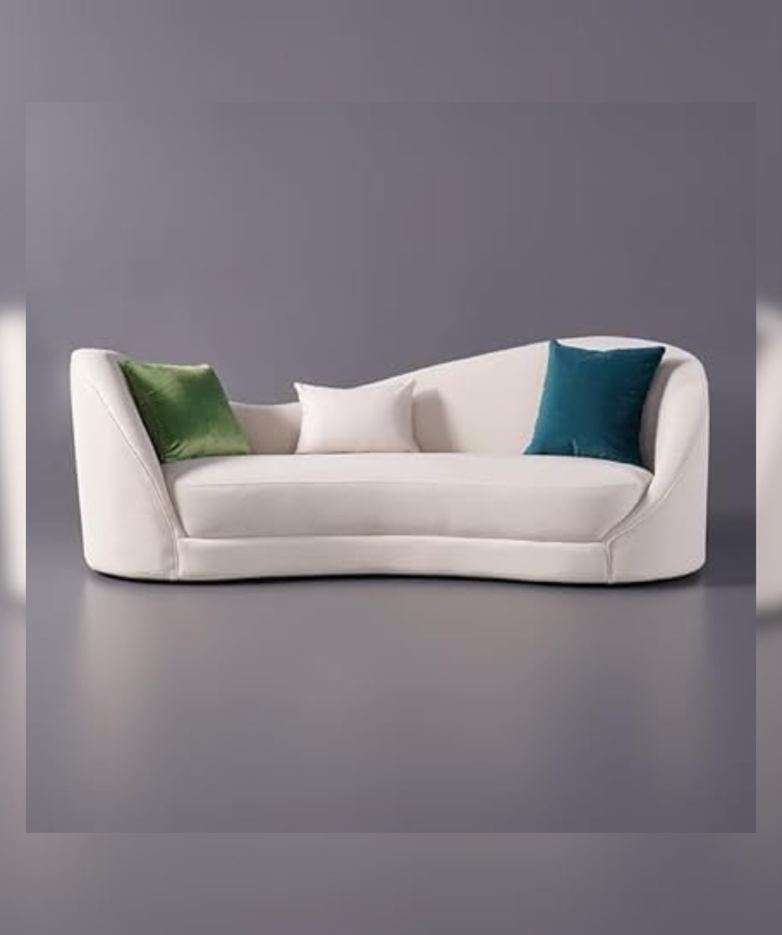 Velvet Upholstered Sofa 3-Seater Sofa (Cream) - Image 3