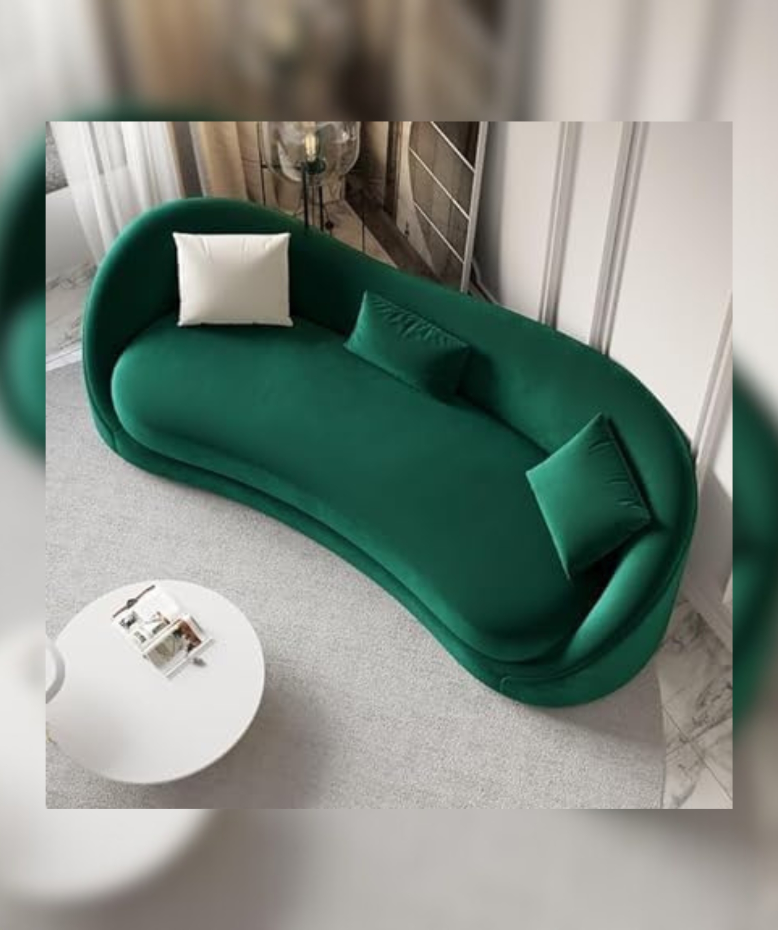 Velvet Upholstered Sofa 3-Seater Sofa (Green) - Image 3