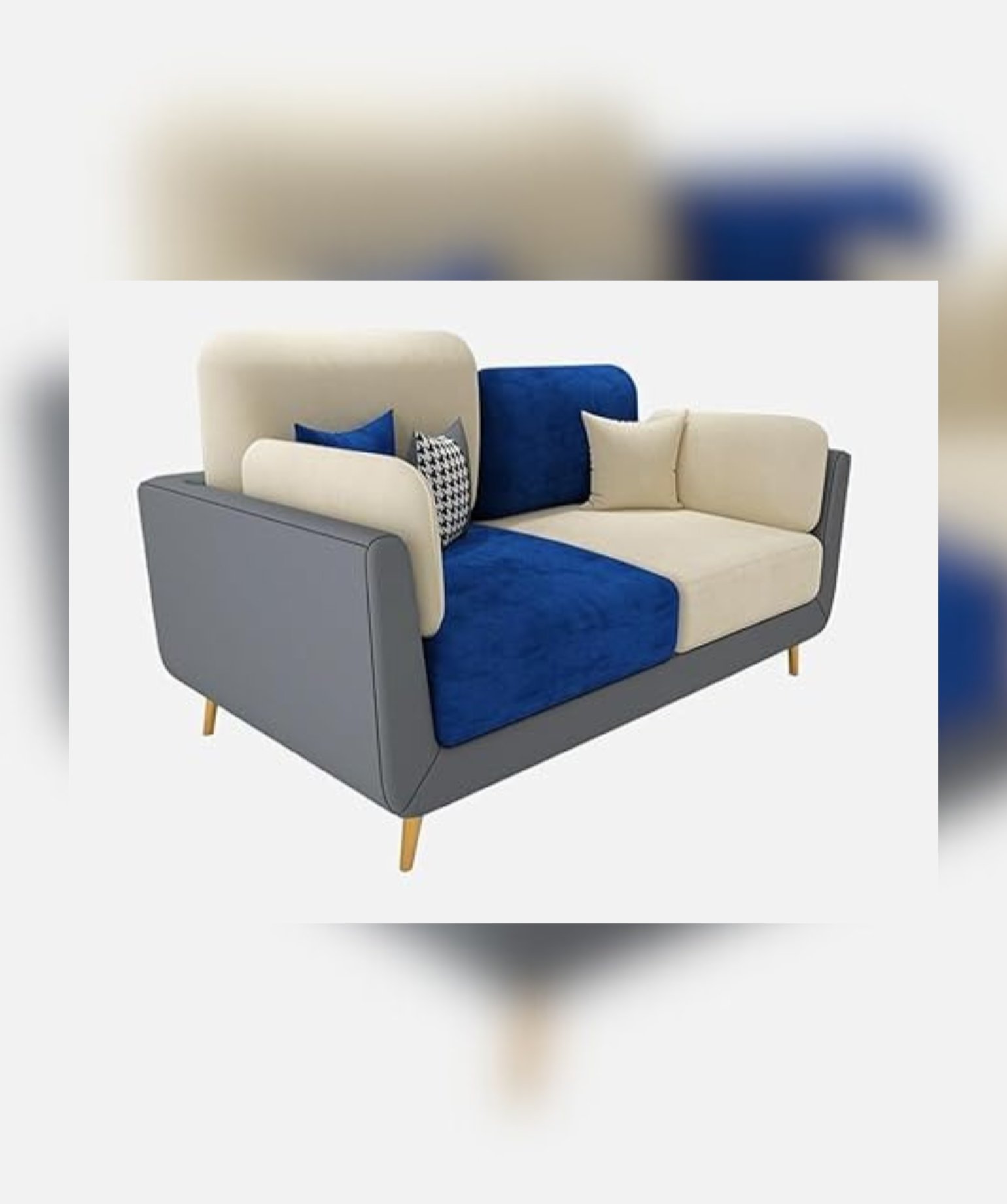 Stylish & Modern Heavy Duty & Luxurious Traditional (2 Seater Blue & Beige) - Image 5