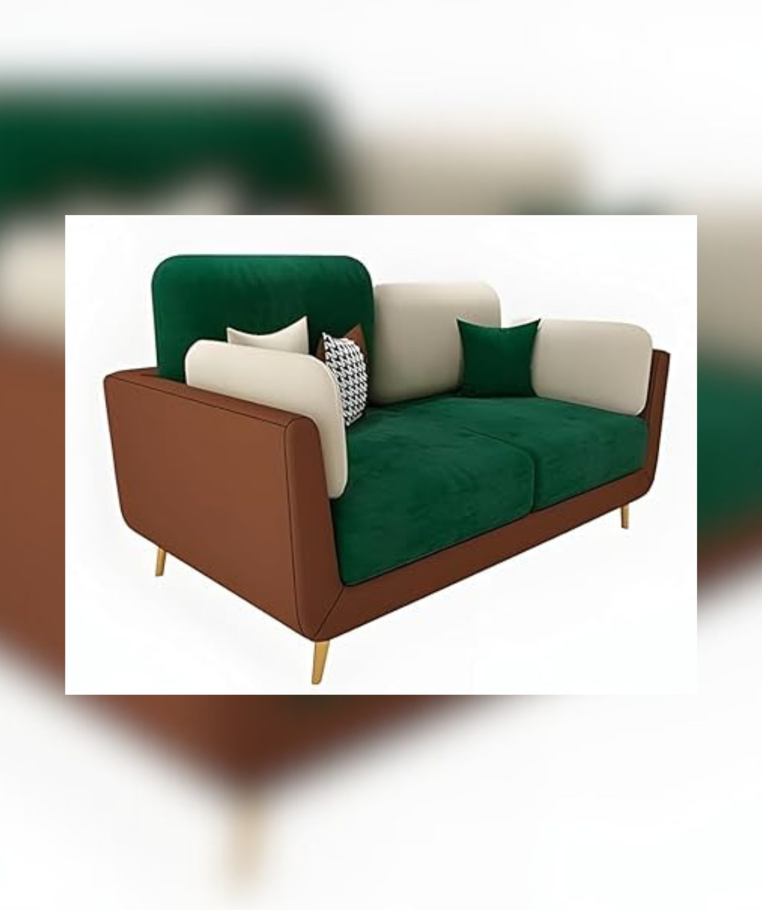 Stylish & Modern Heavy Duty & Luxurious Traditional (2 Seater Green & Beige) - Image 3