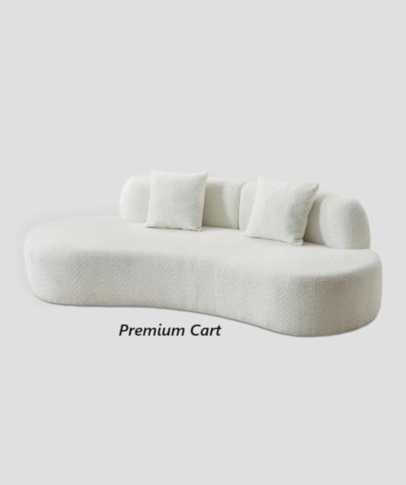 Velvet Contemperory Sofa with Cushion Chaise Lounge Sectional Sofa (Boucle Teddy Fabric White) - Image 3
