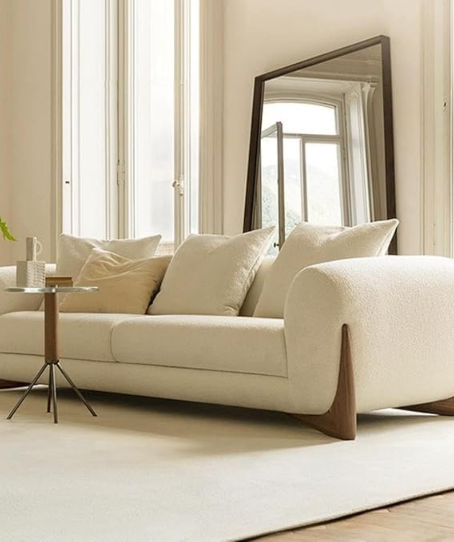Velvet Contemperory Sofa with Cushion Chaise Lounge Sectional Sofa (3+1+1 Boucle Teddy Fabric Sofa) - Image 3