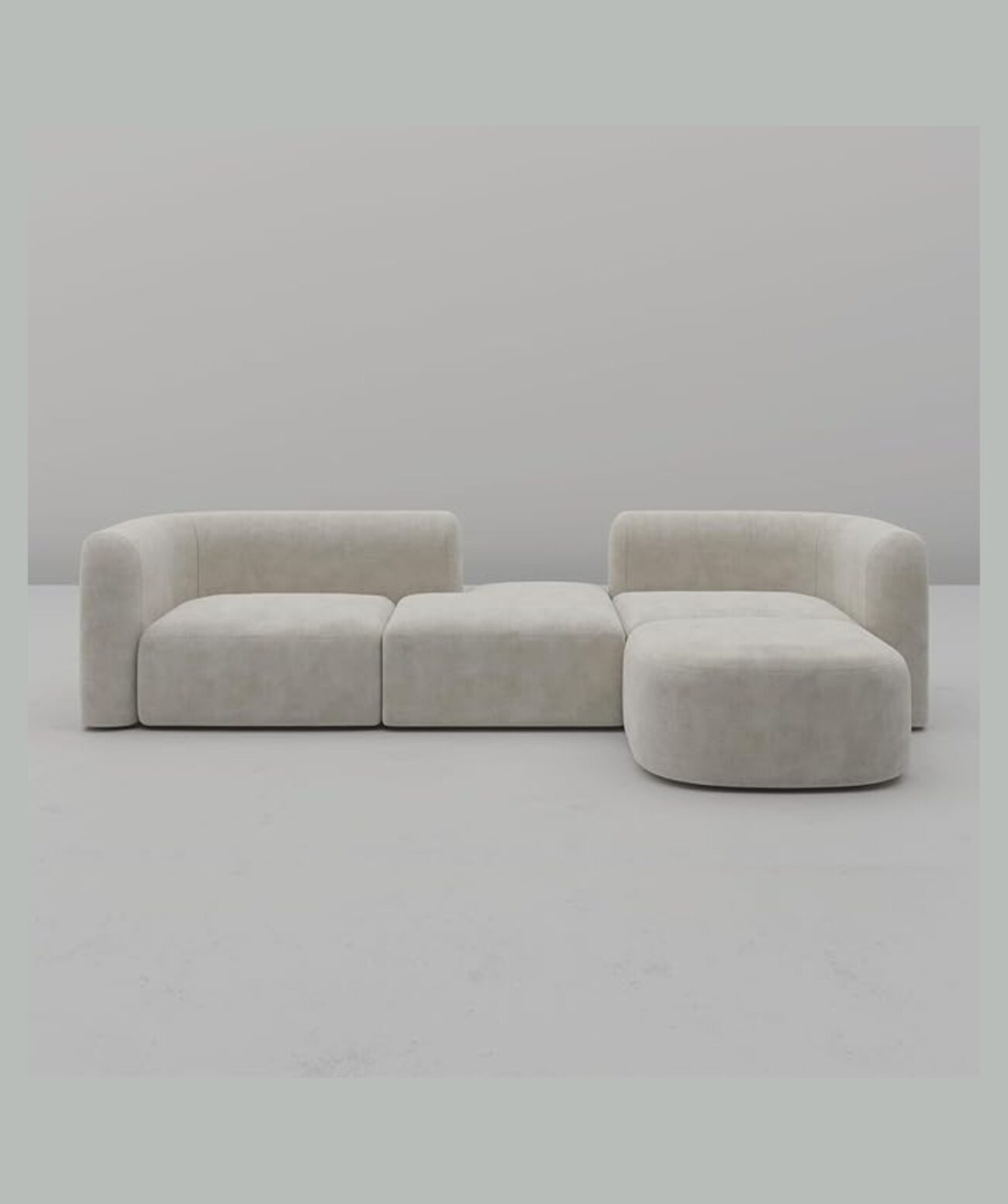 WoodCrafted Modern Futuristic Sectional Sofa for Living Room, Hallways (Cream) - Image 3