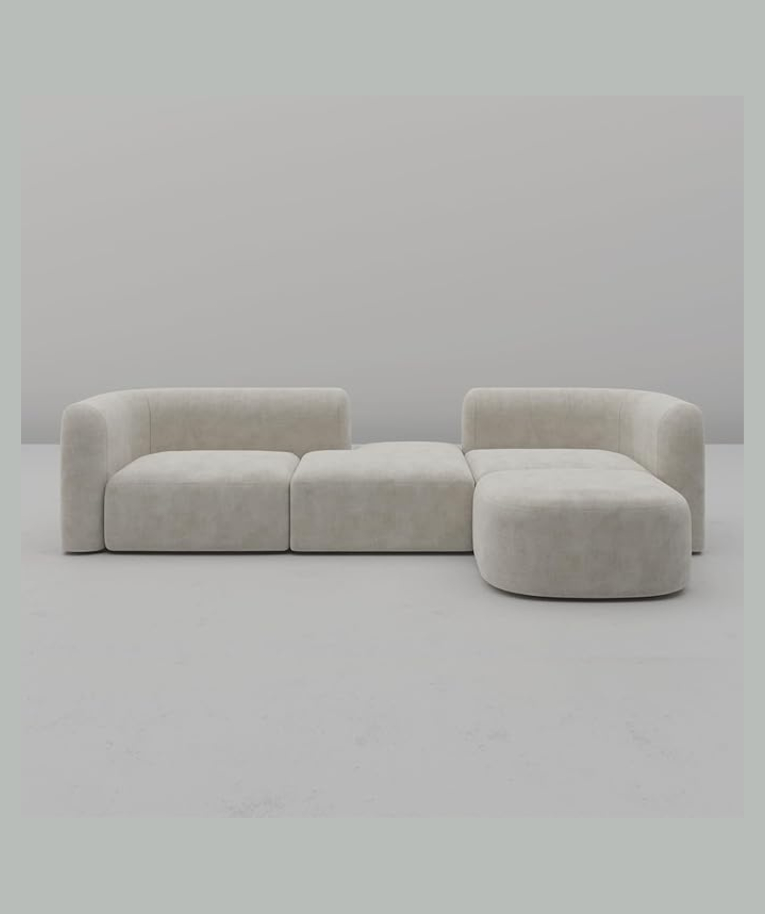 WoodCrafted Modern Futuristic Sectional Sofa for Living Room, Hallways (Cream) - Image 3
