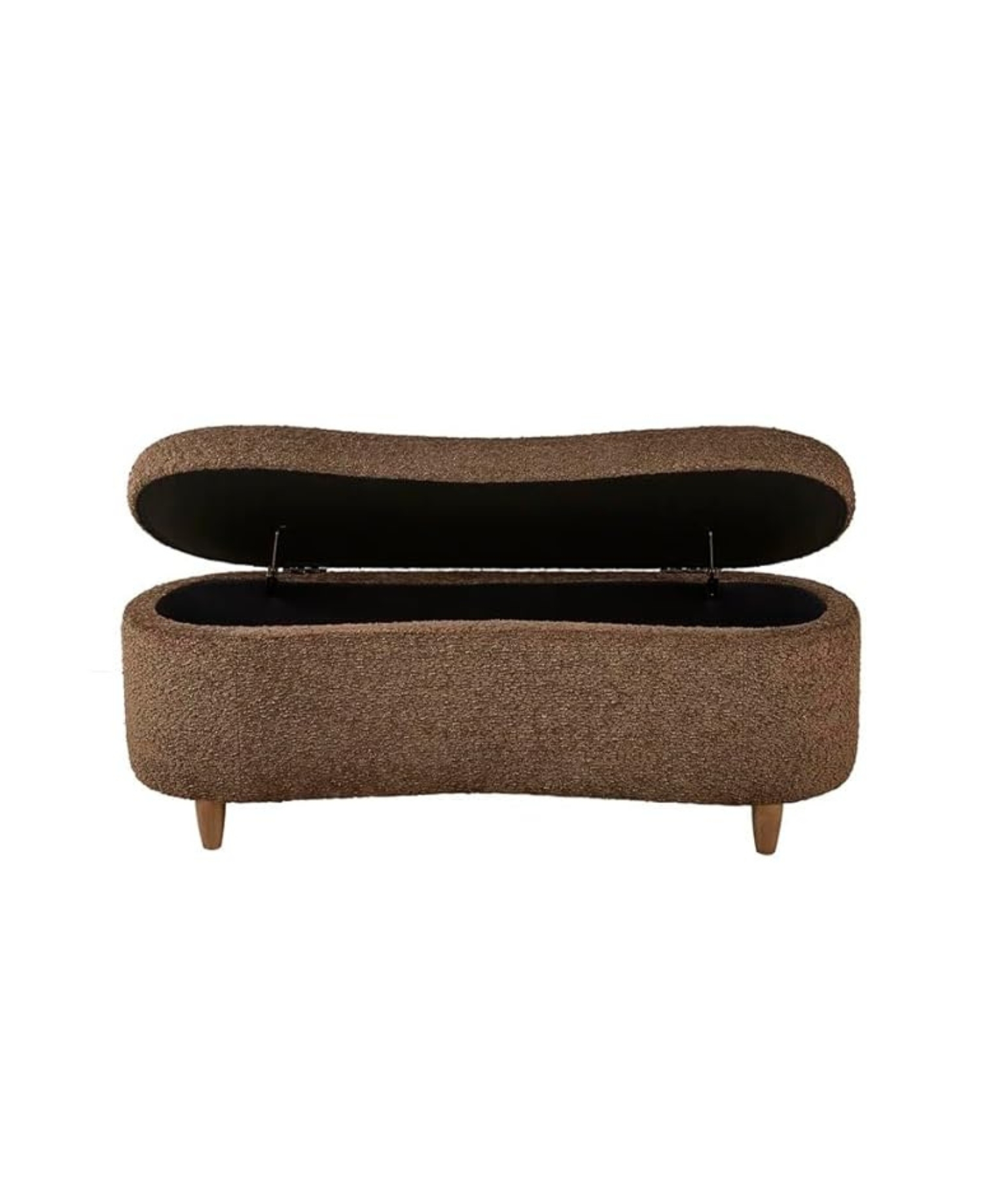 Mid-Century Modern Japandi Boucle Fabric Storage Bench Ottoman (Brown) - Image 5