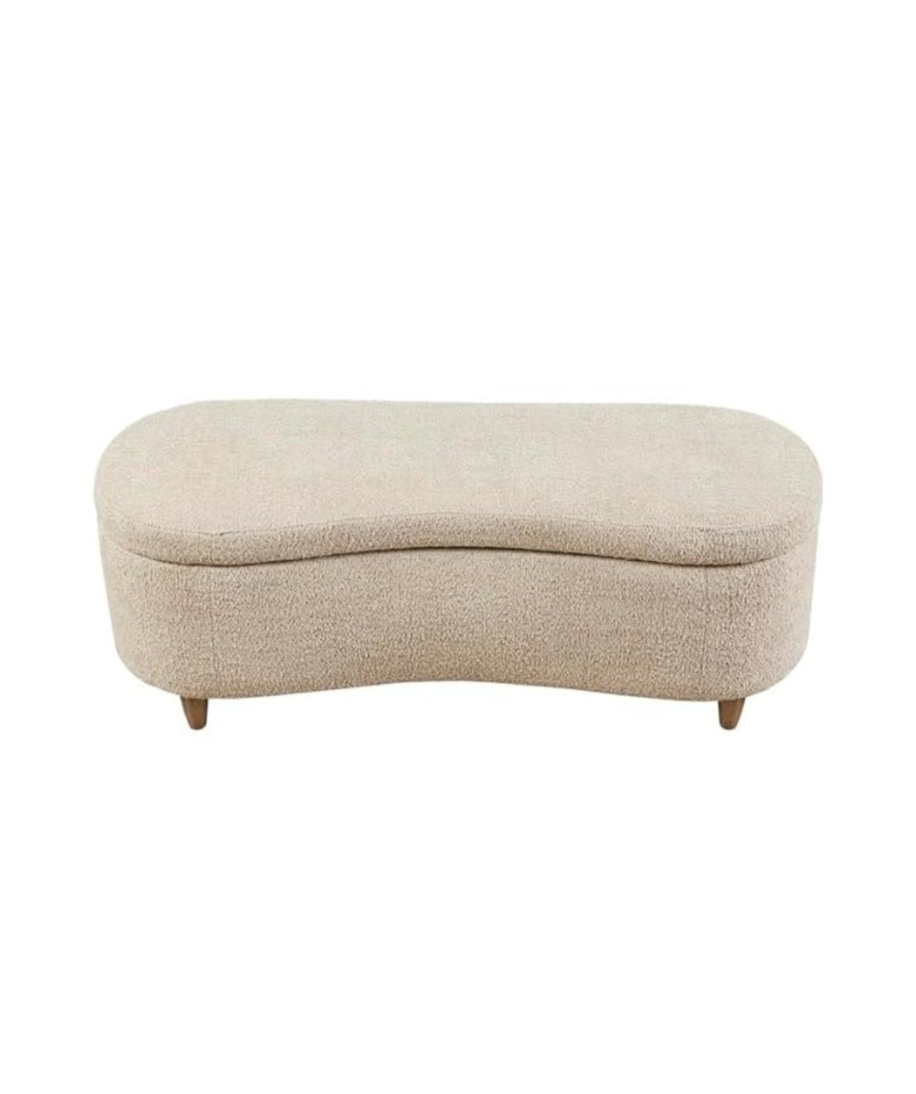 Mid-Century Modern Japandi Boucle Fabric Storage Bench Ottoman (Beige) - Image 5