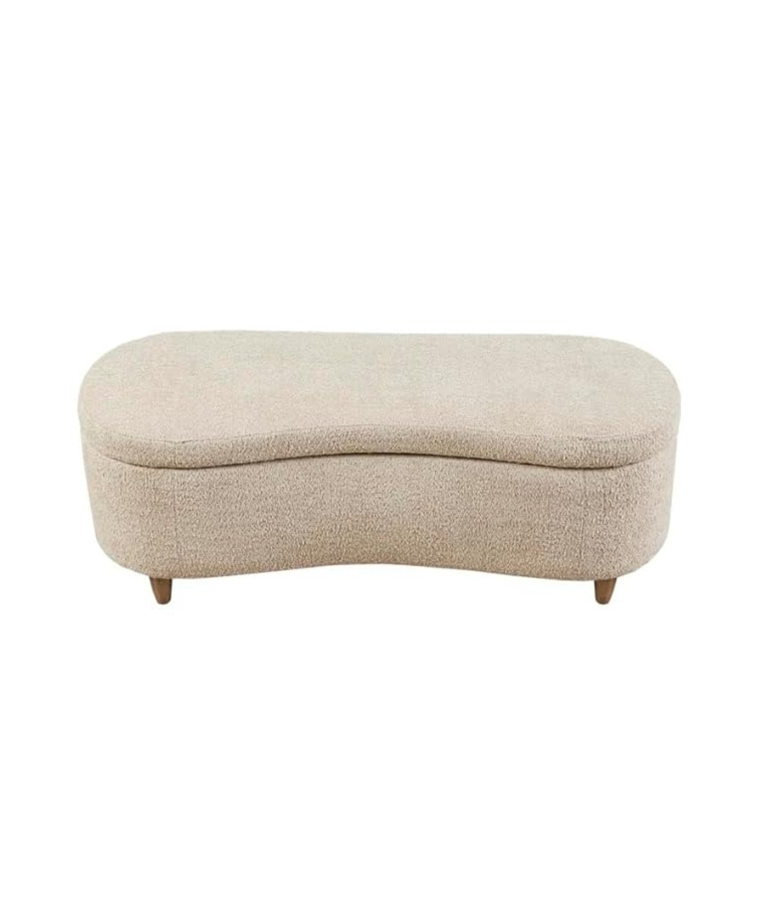 Mid-Century Modern Japandi Boucle Fabric Storage Bench Ottoman (Beige) - Image 5