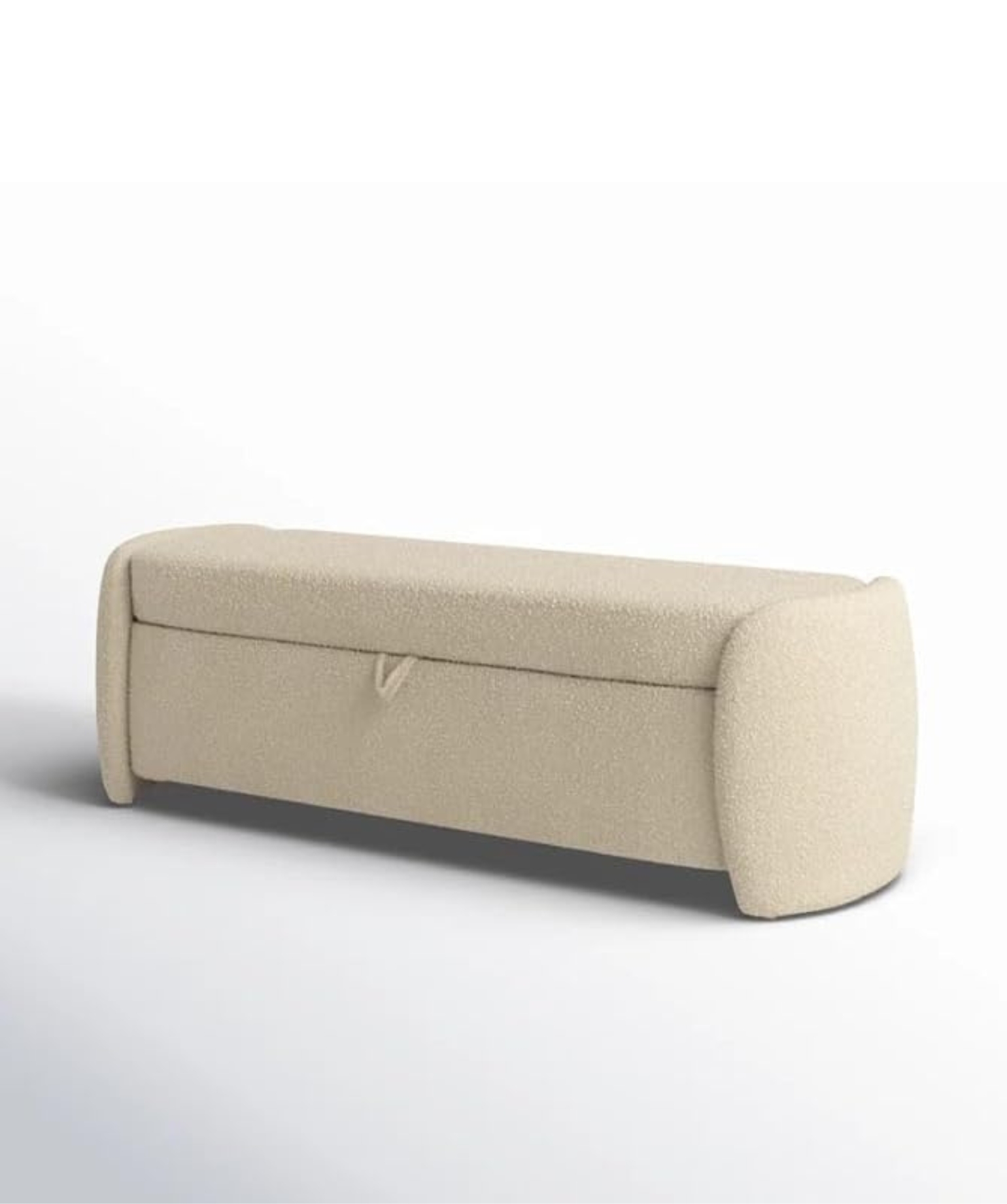 Mid-Century Modern Japandi Boucle Fabric Storage Bench Ottoman (Beige 2) - Image 5