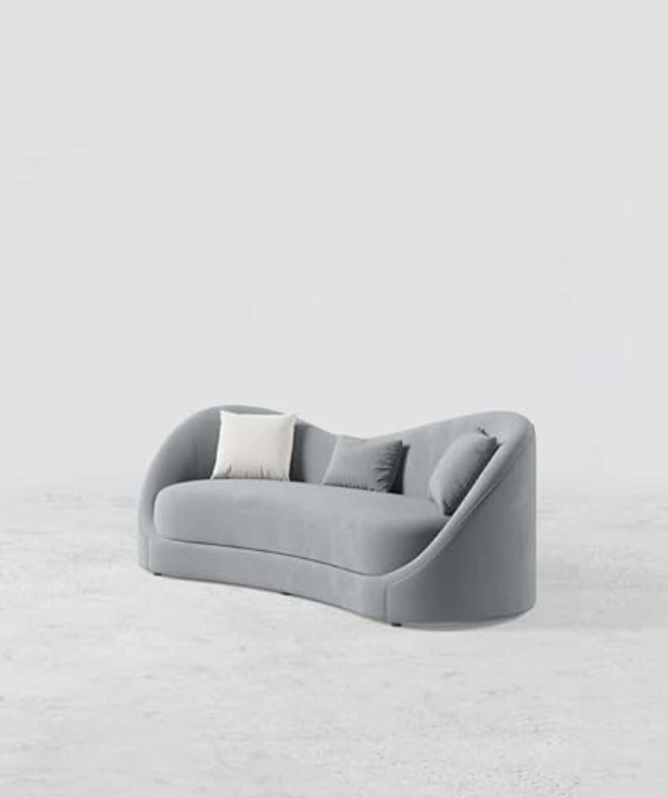 Velvet Upholstered Sofa 3-Seater Sofa (Grey) - Image 5