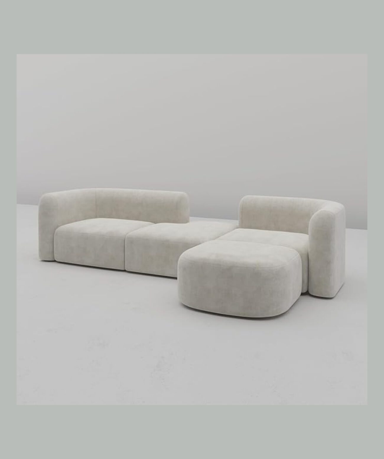 WoodCrafted Modern Futuristic Sectional Sofa for Living Room, Hallways (Cream) - Image 5