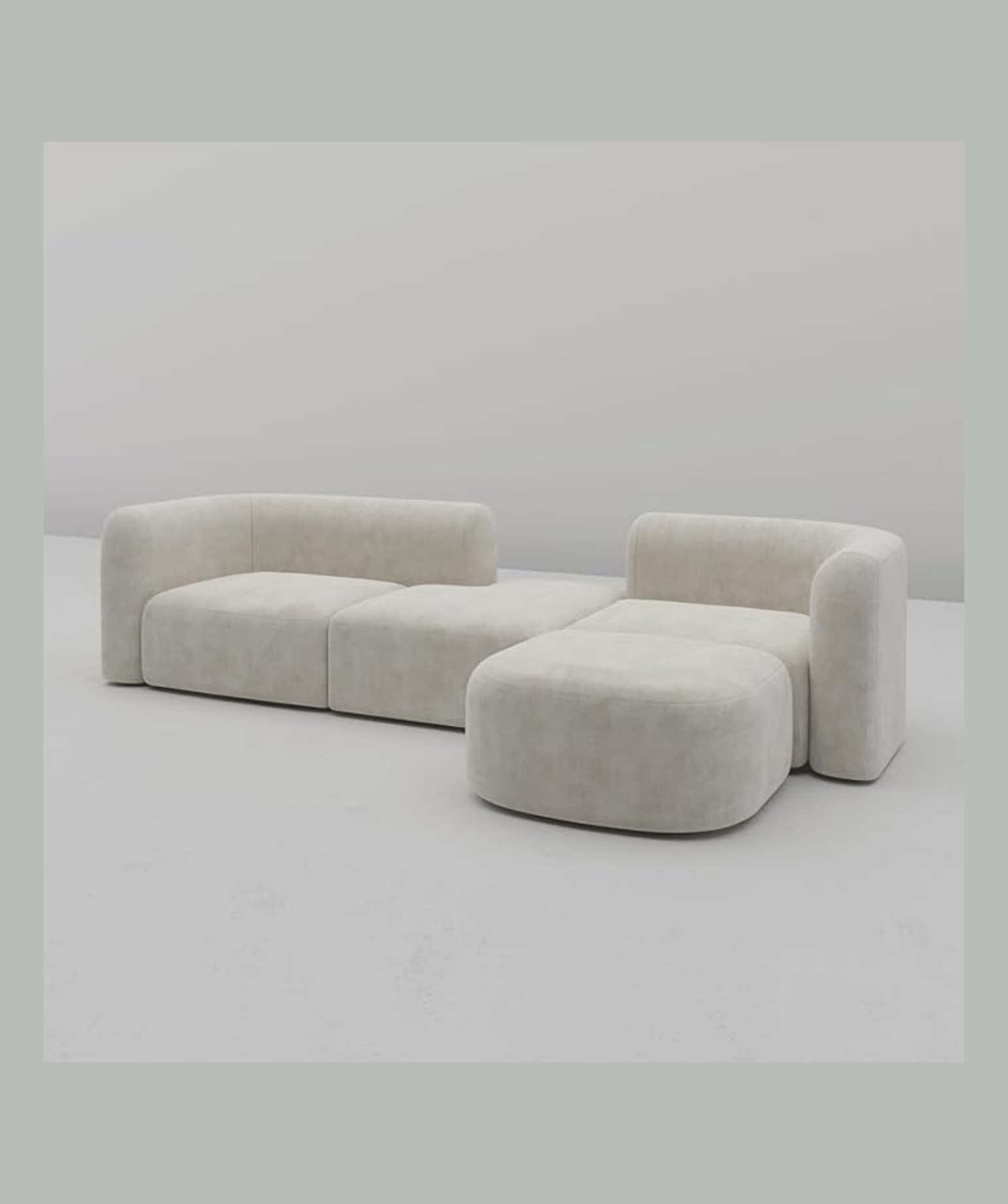 WoodCrafted Modern Futuristic Sectional Sofa for Living Room, Hallways (Cream) - Image 5