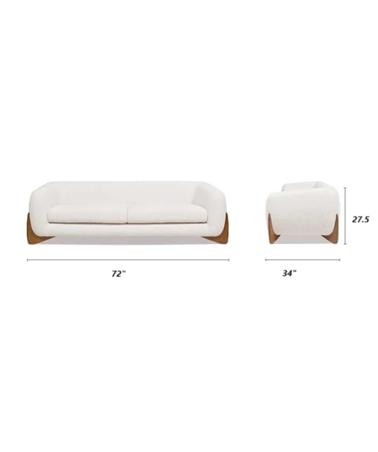 Velvet Contemperory Sofa with Cushion Chaise Lounge Sectional Sofa Set (Boucle Teddy Fabric Sofa, Three Seater) - Image 6
