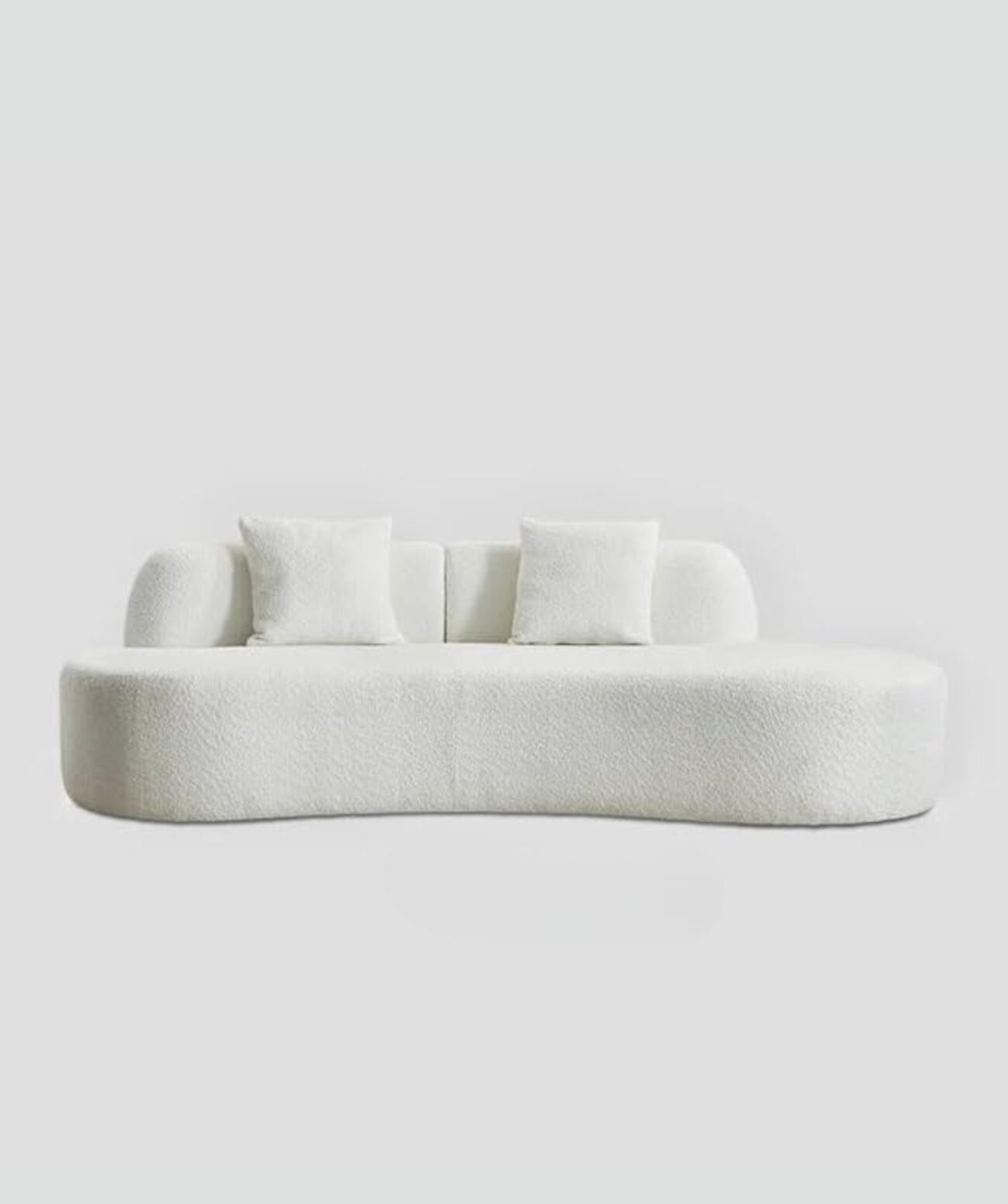 Velvet Contemperory Sofa with Cushion Chaise Lounge Sectional Sofa (Boucle Teddy Fabric White) - Image 6