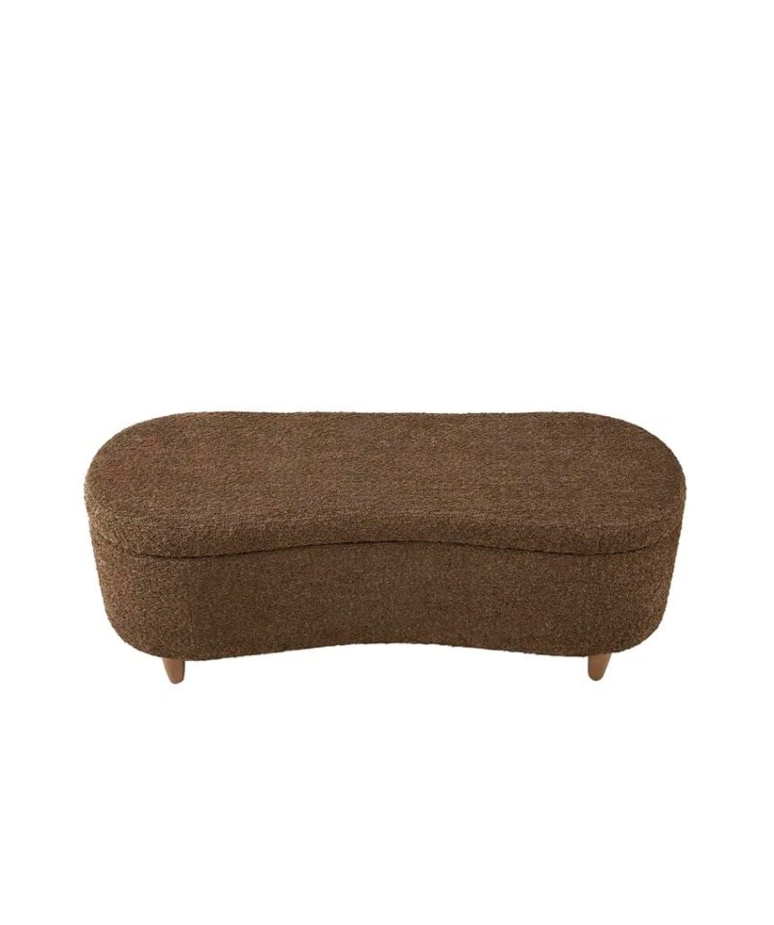 Mid-Century Modern Japandi Boucle Fabric Storage Bench Ottoman (Brown) - Image 6