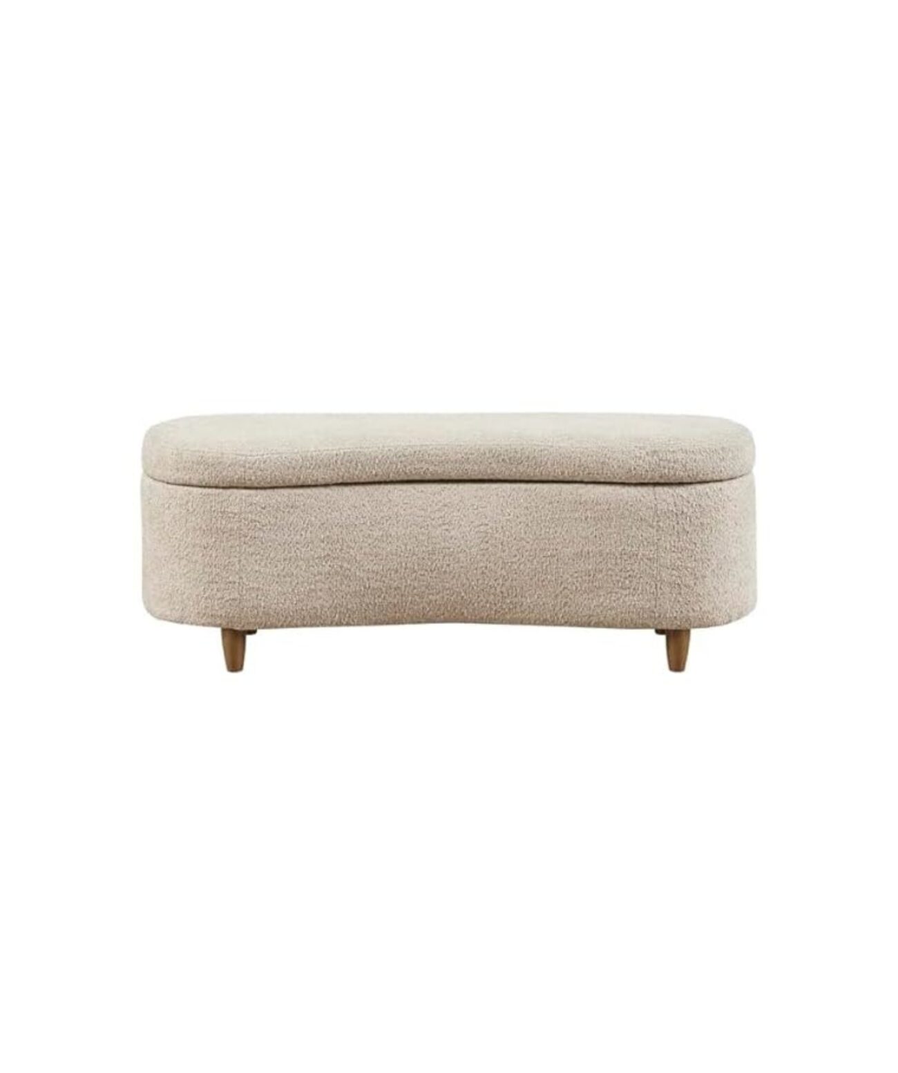 Mid-Century Modern Japandi Boucle Fabric Storage Bench Ottoman (Beige) - Image 6