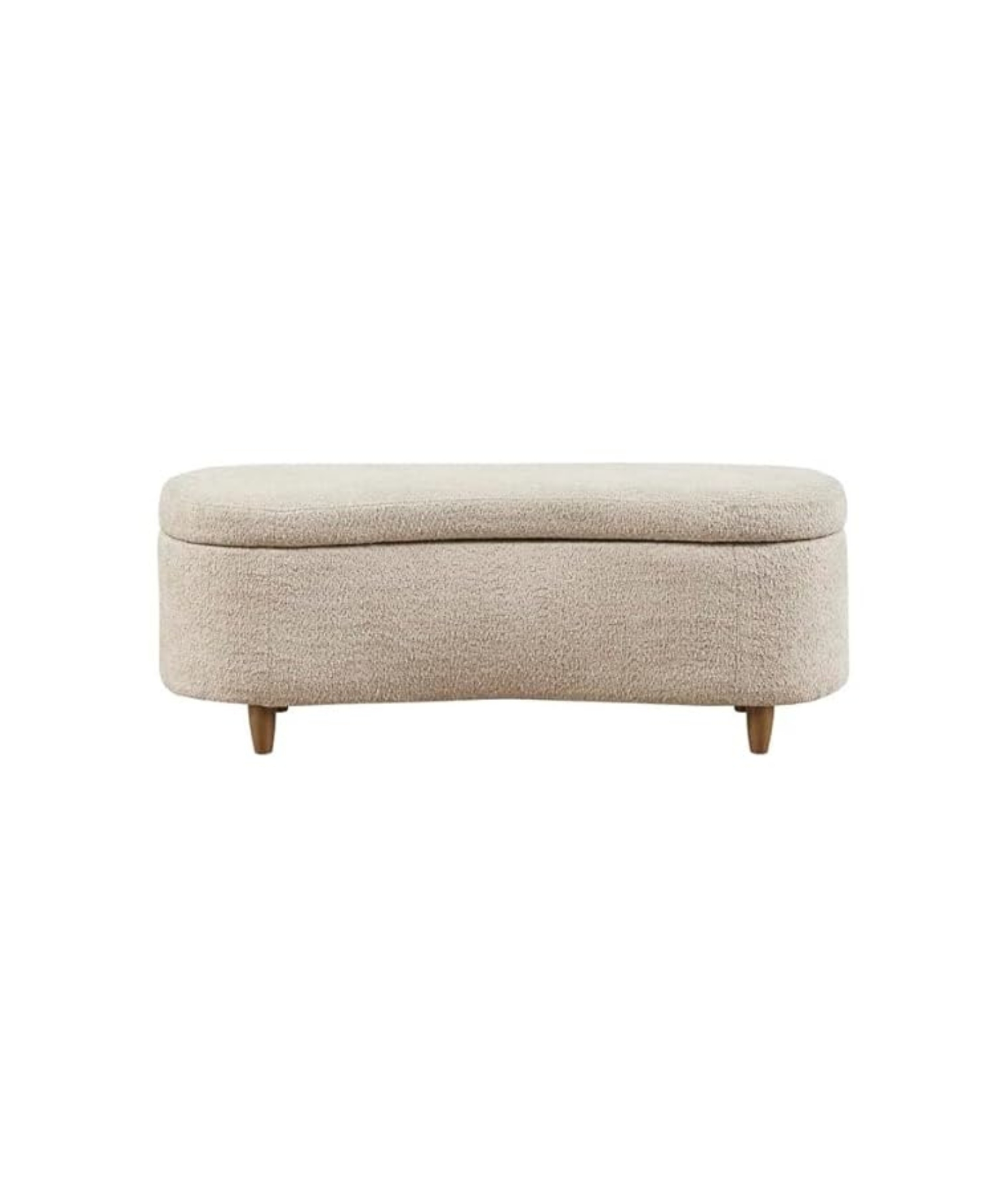 Mid-Century Modern Japandi Boucle Fabric Storage Bench Ottoman (Beige) - Image 6
