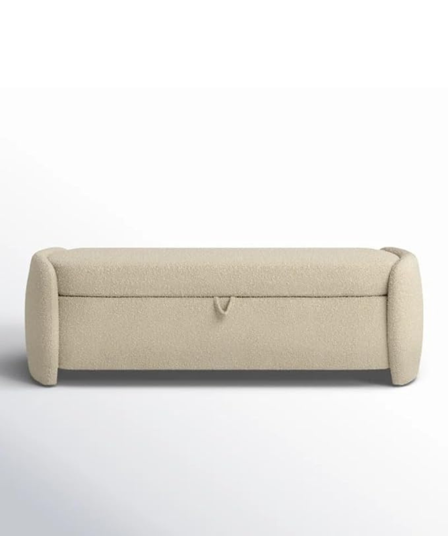 Mid-Century Modern Japandi Boucle Fabric Storage Bench Ottoman (Beige 2) - Image 6